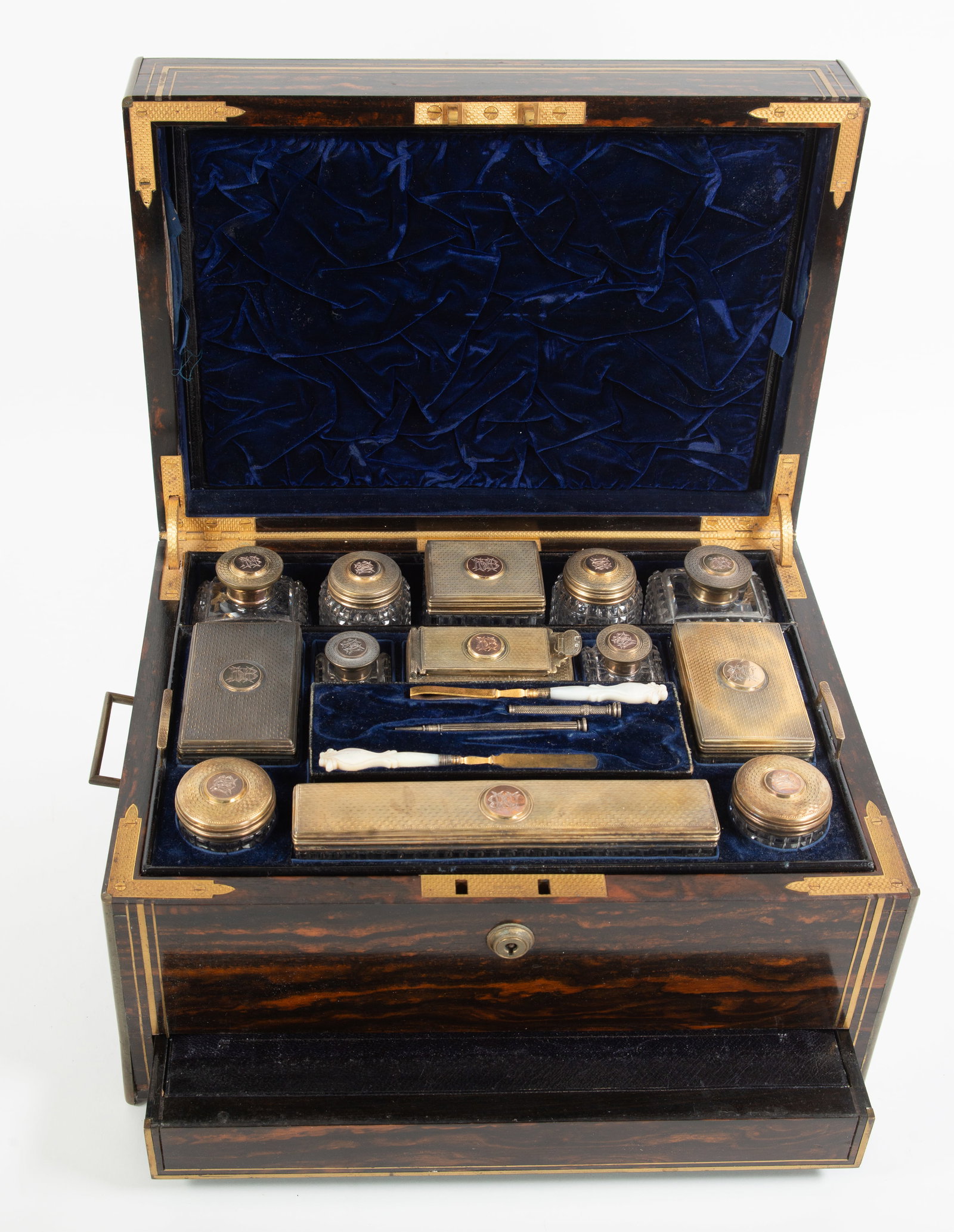 English Cut Glass & Sterling Silver Toiletry Set (1 of 19)
