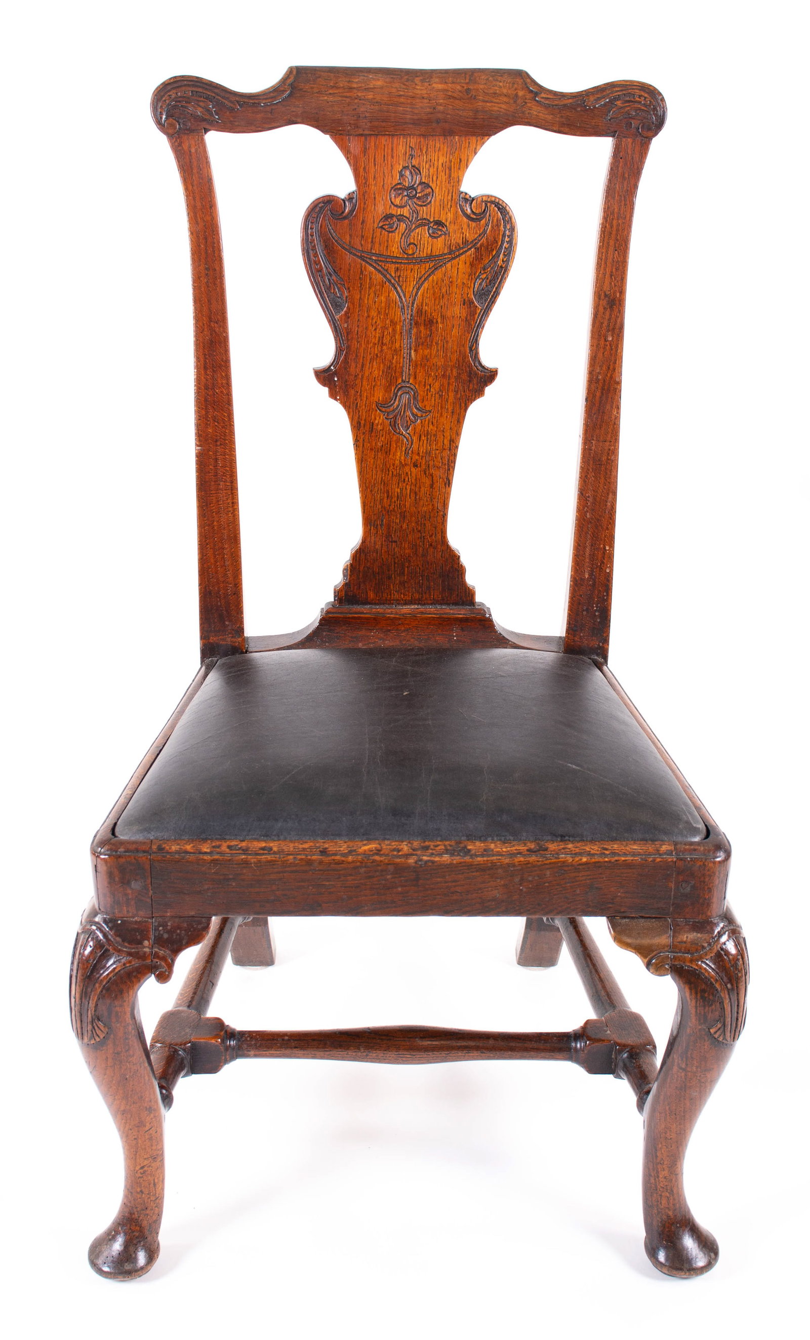 Unusual c. 1730 English Carved Oak Side Chair (1 of 15)