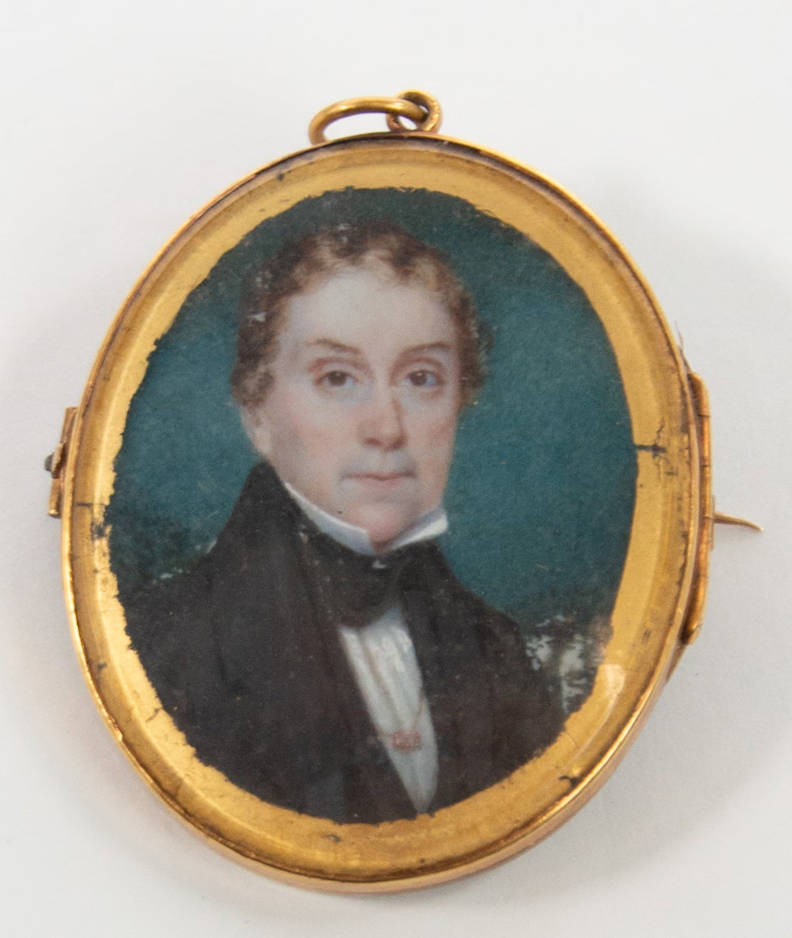 Portrait Miniature w/ Locks of Hair, 18K Frame (1 of 4)