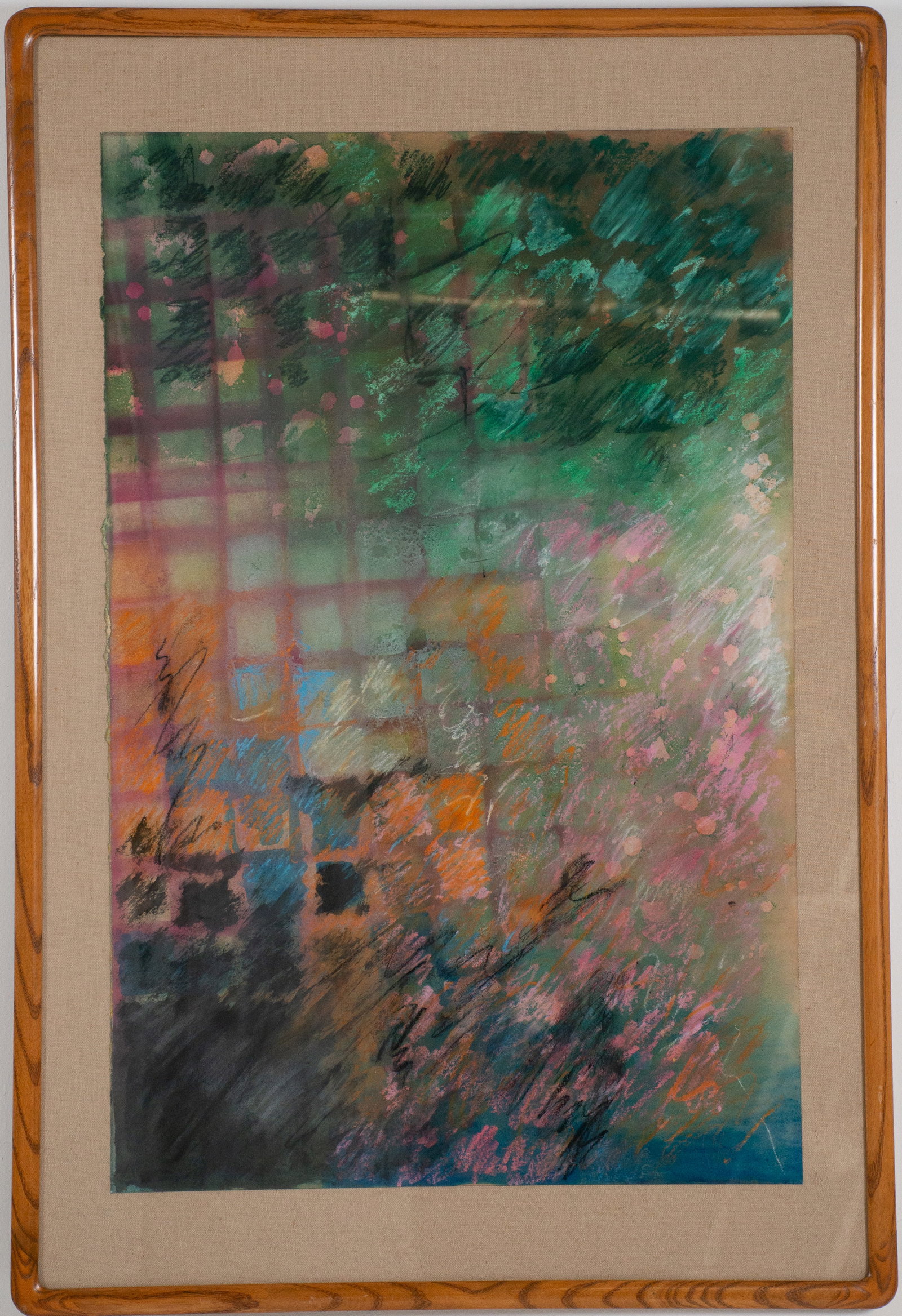 Nell Murray Lafaye (South Carolina, 1937-1990): "Last Square Dance", mixed pastel on paper, verso with exhibit label containing title and artist information, under glass in wood frame; sight 38"H, 24 3/4"W; frame 46 1/2"H, 31 3/4"W---Nell Murray