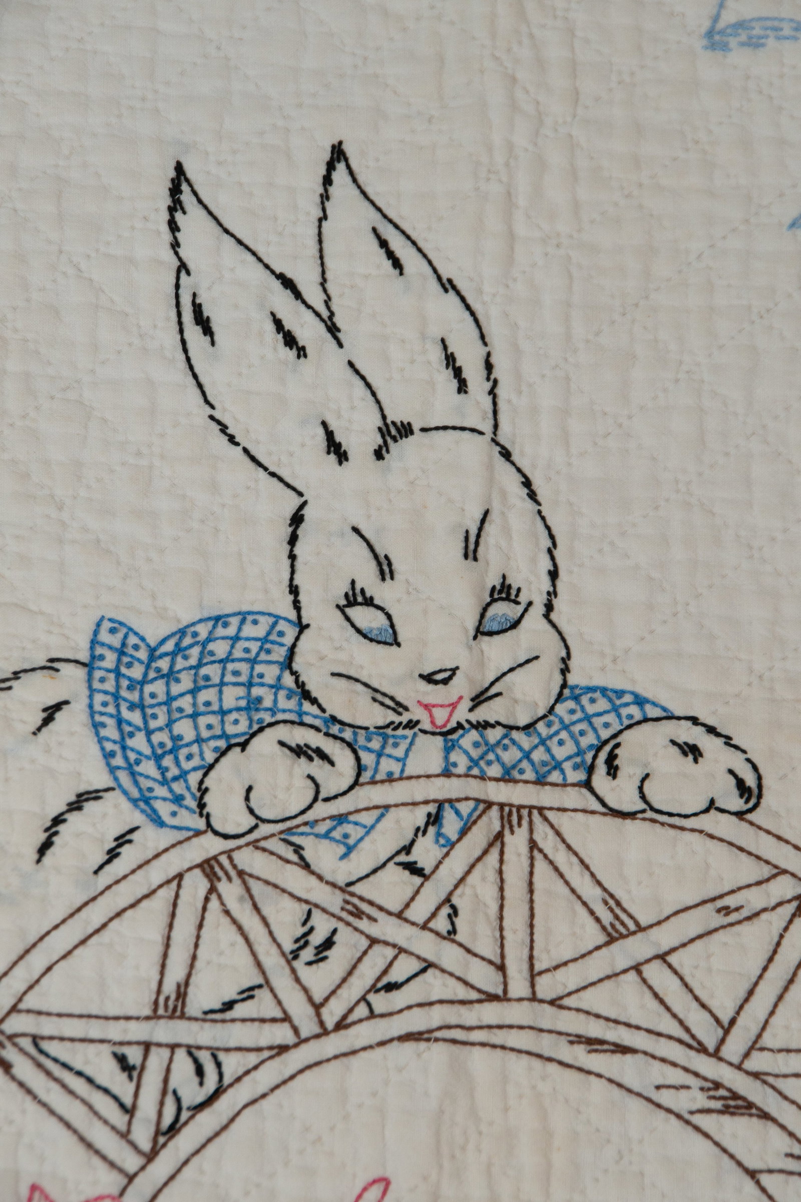 Antique Embroidered Crib Quilt - 2