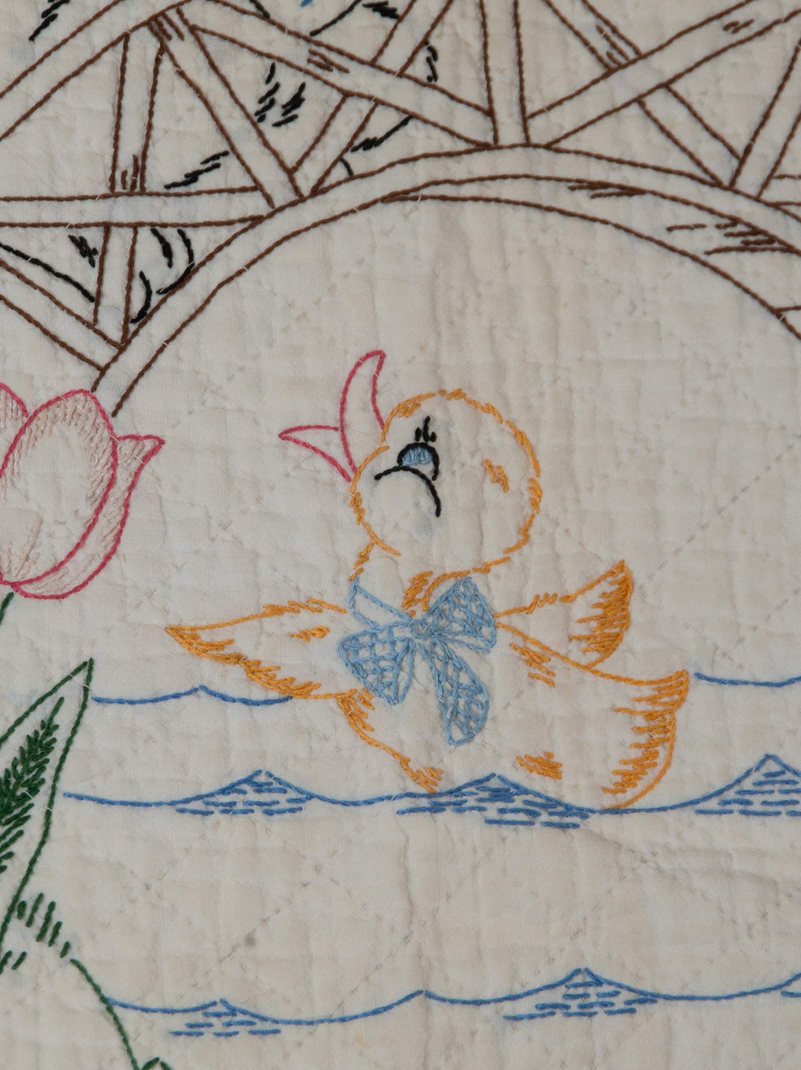 Antique Embroidered Crib Quilt - 3
