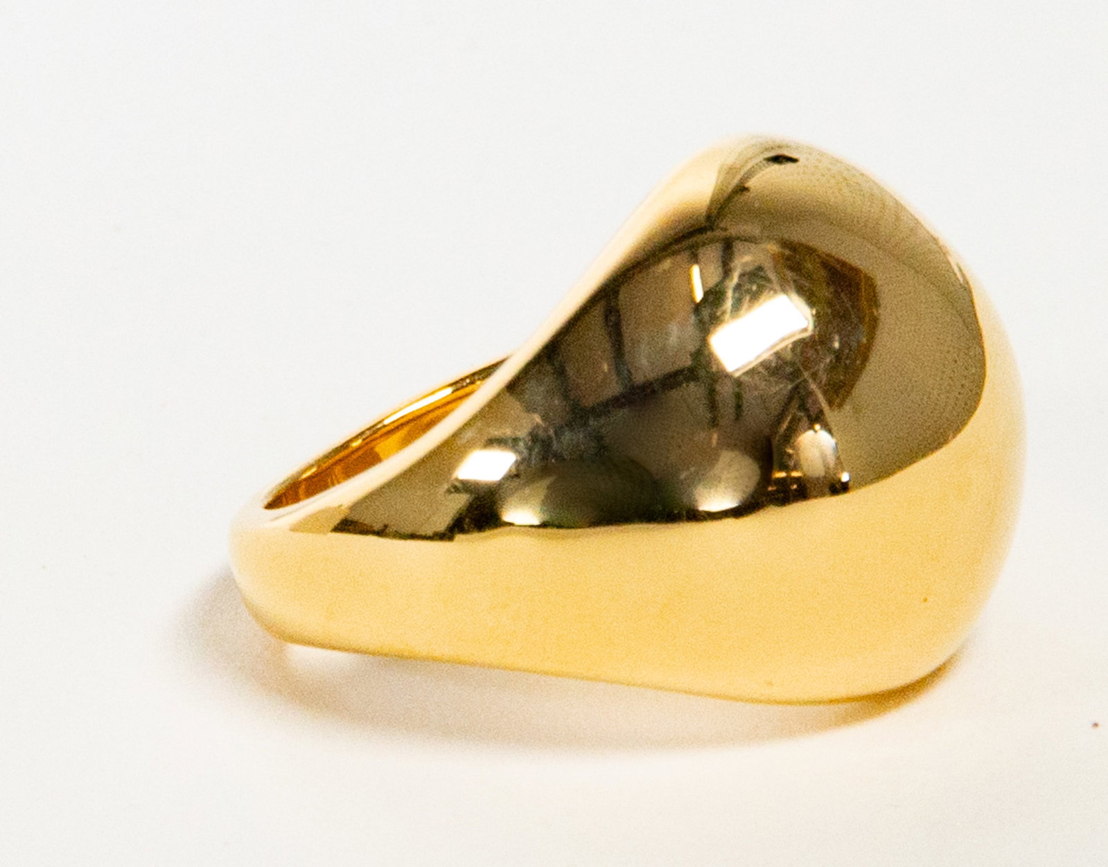 14K Yellow Gold Domed Ring: Qualifies for in-house shipping---Marked "OT 14K " and "Turkey"; size 6 3/4---total weight 2.27 grams (Inv. 25)