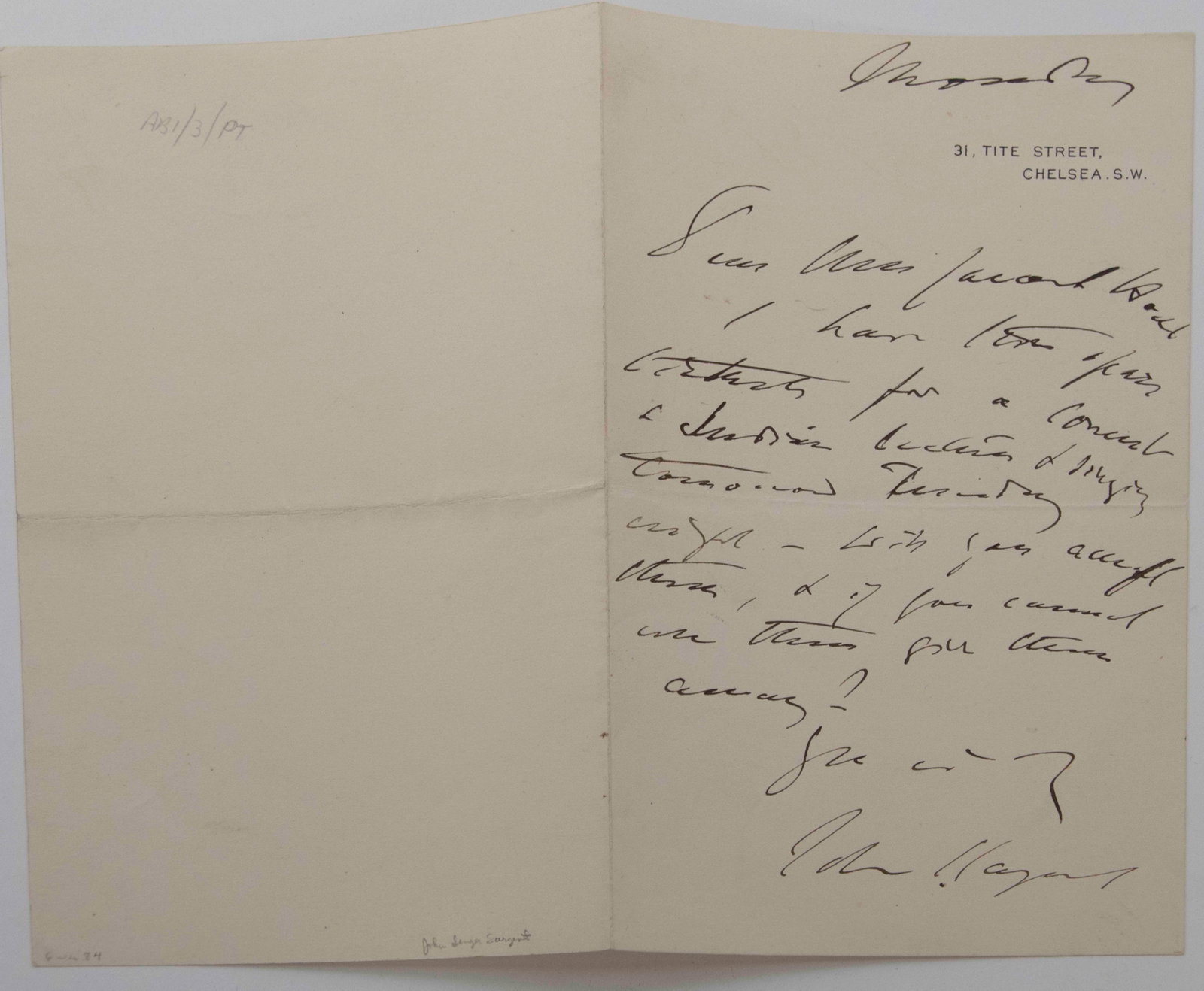 John Singer Sargent Signed Handwritten Letter - 3