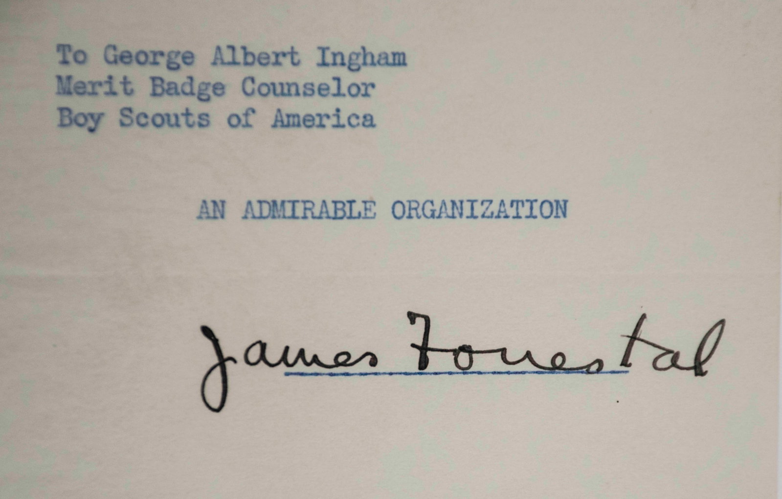 James Forrestal (1892-1949) Signed Note - 2