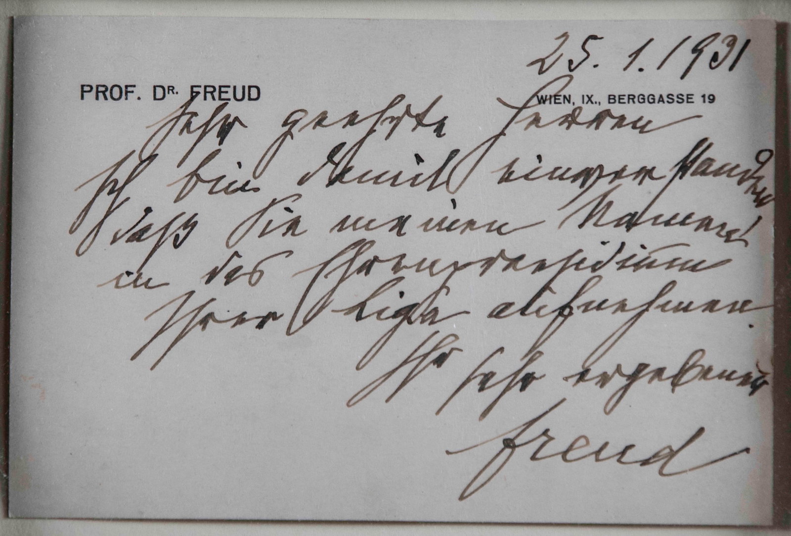 Sigmund Freud Handwritten Card Signed "freud" - 2