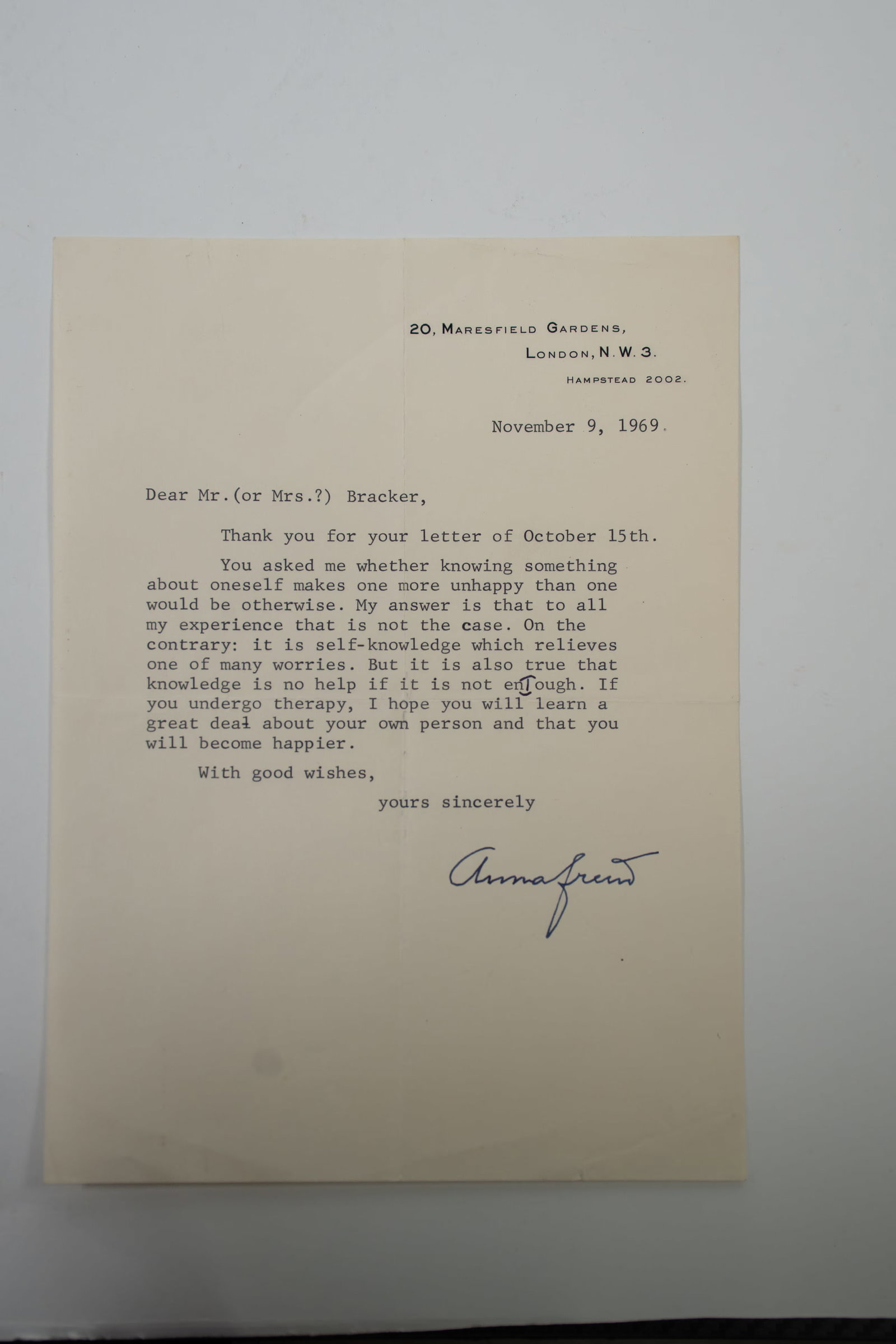 Two Anna Freud Signed Letters - 2