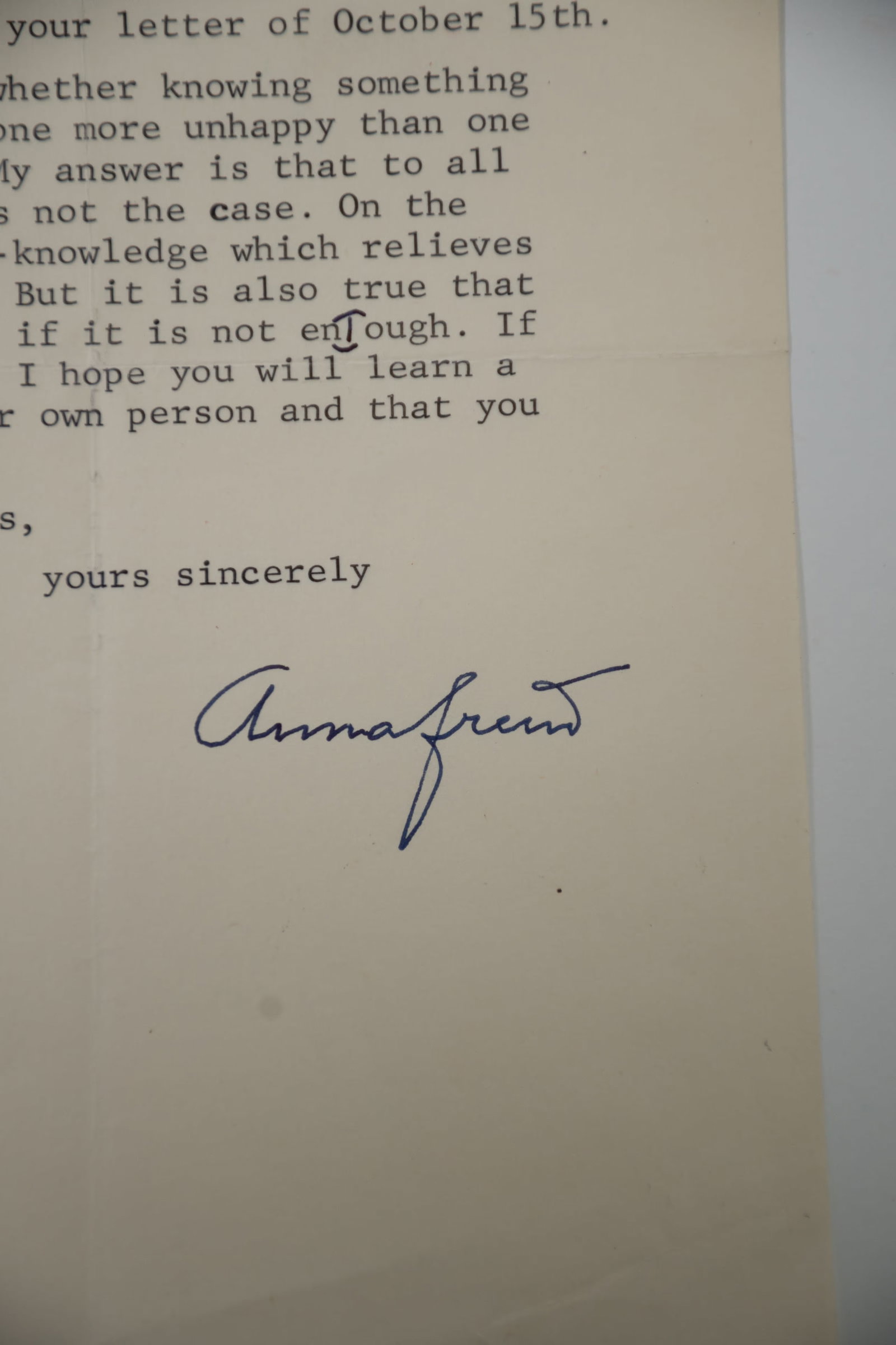 Two Anna Freud Signed Letters - 3
