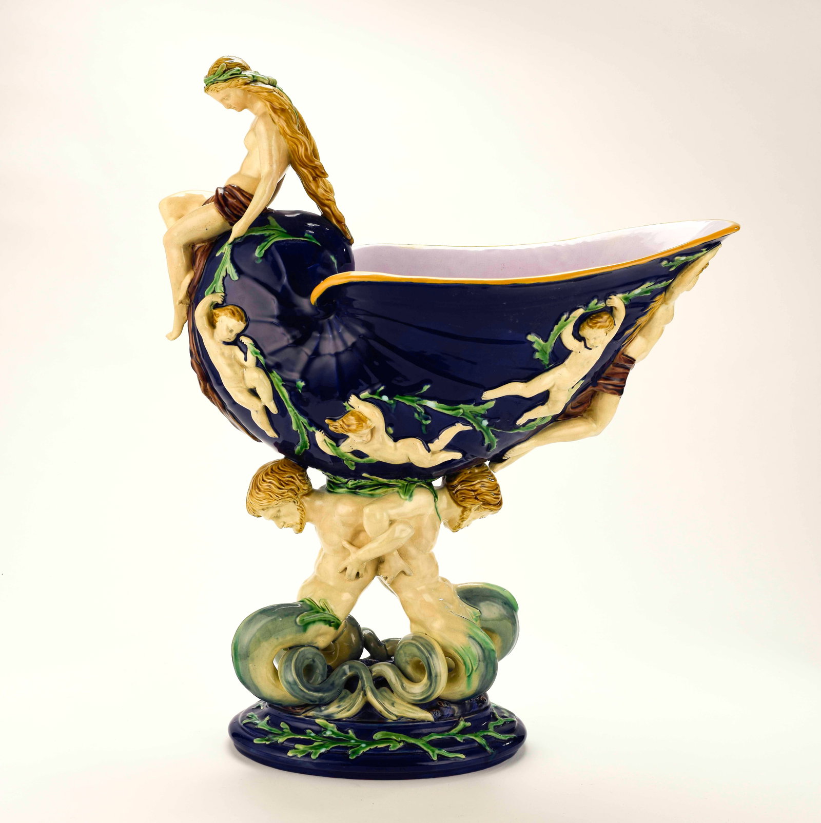 Large Minton Majolica Nautilus Shell Centerpiece (1 of 14)