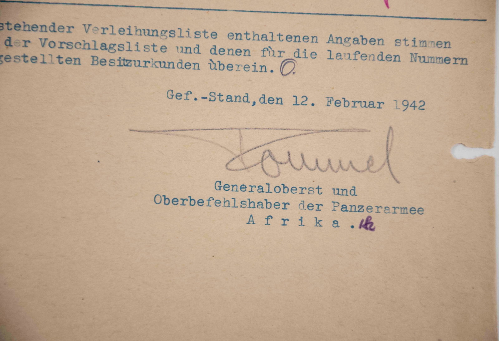 Erwin Rommel (1891-1944) Signed Document - 2