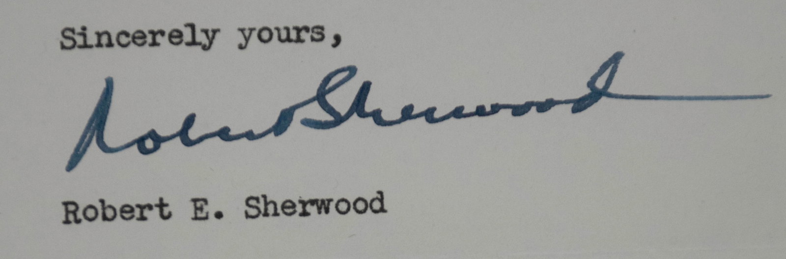 Robert E. Sherwood Signed Typed Letter - 2