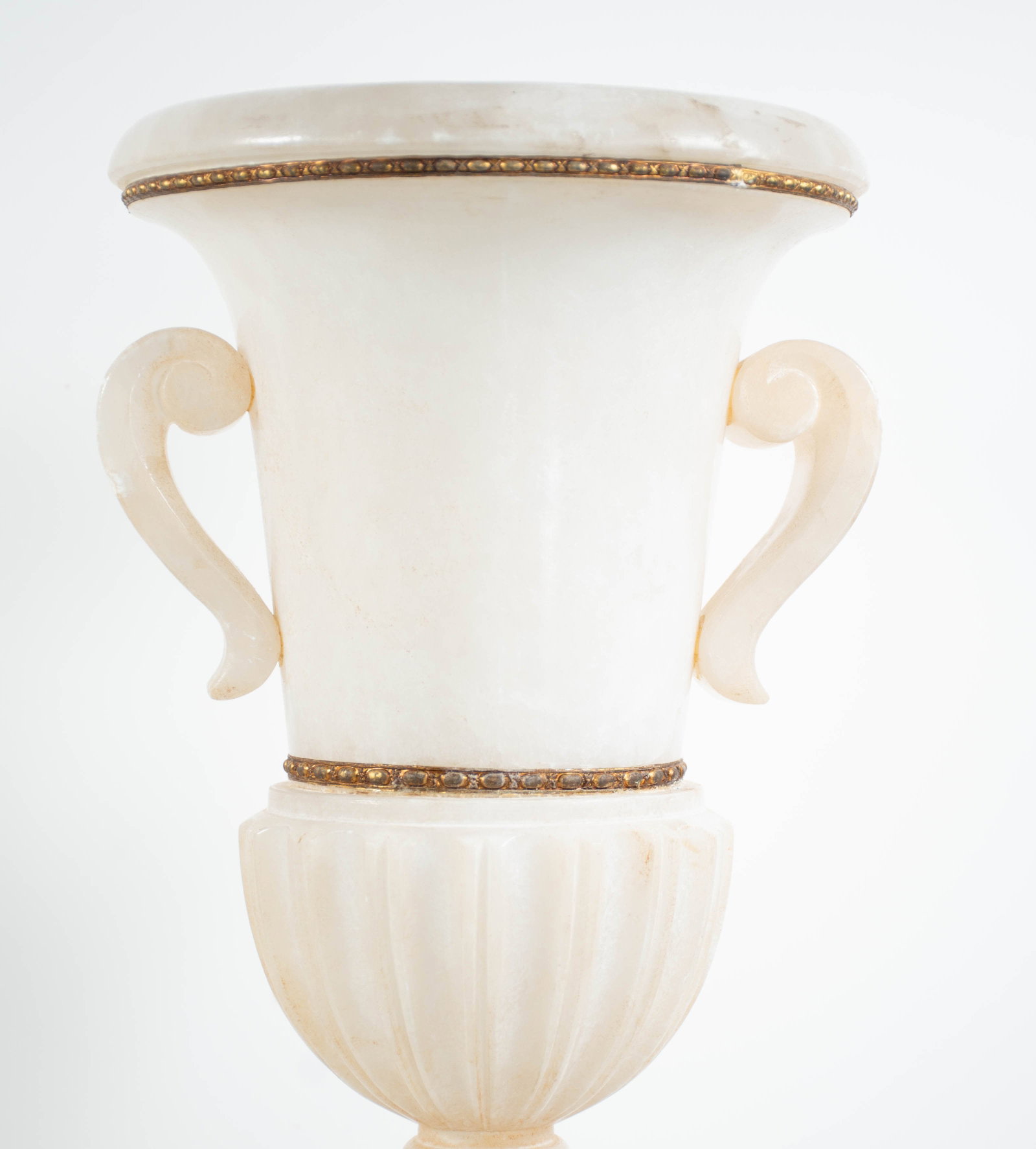 Pr. Carved Alabaster Urn-Form Uplights - 7