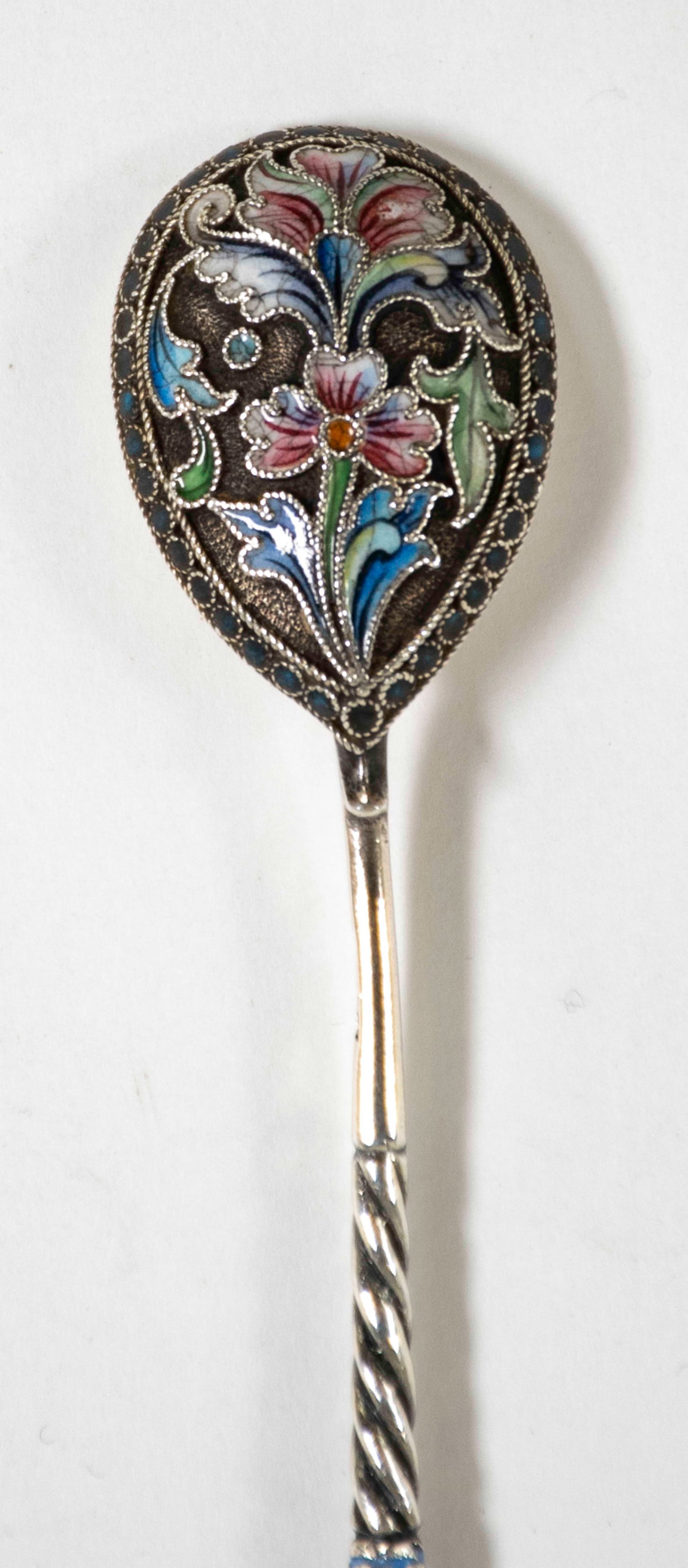 Russian Silver Cloisonne Spoon - 2