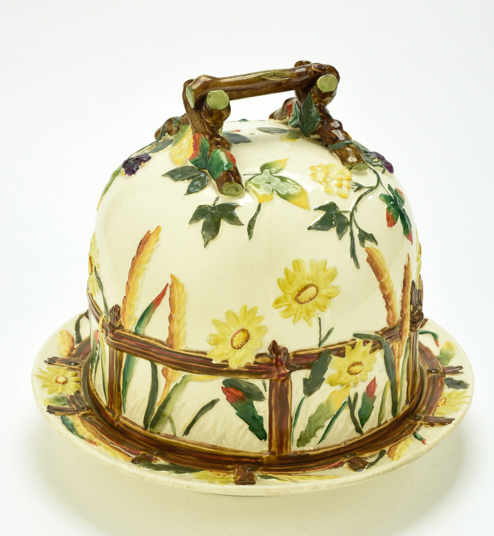 George Jones Majolica Picket Fence Cheese Dome (1 of 10)