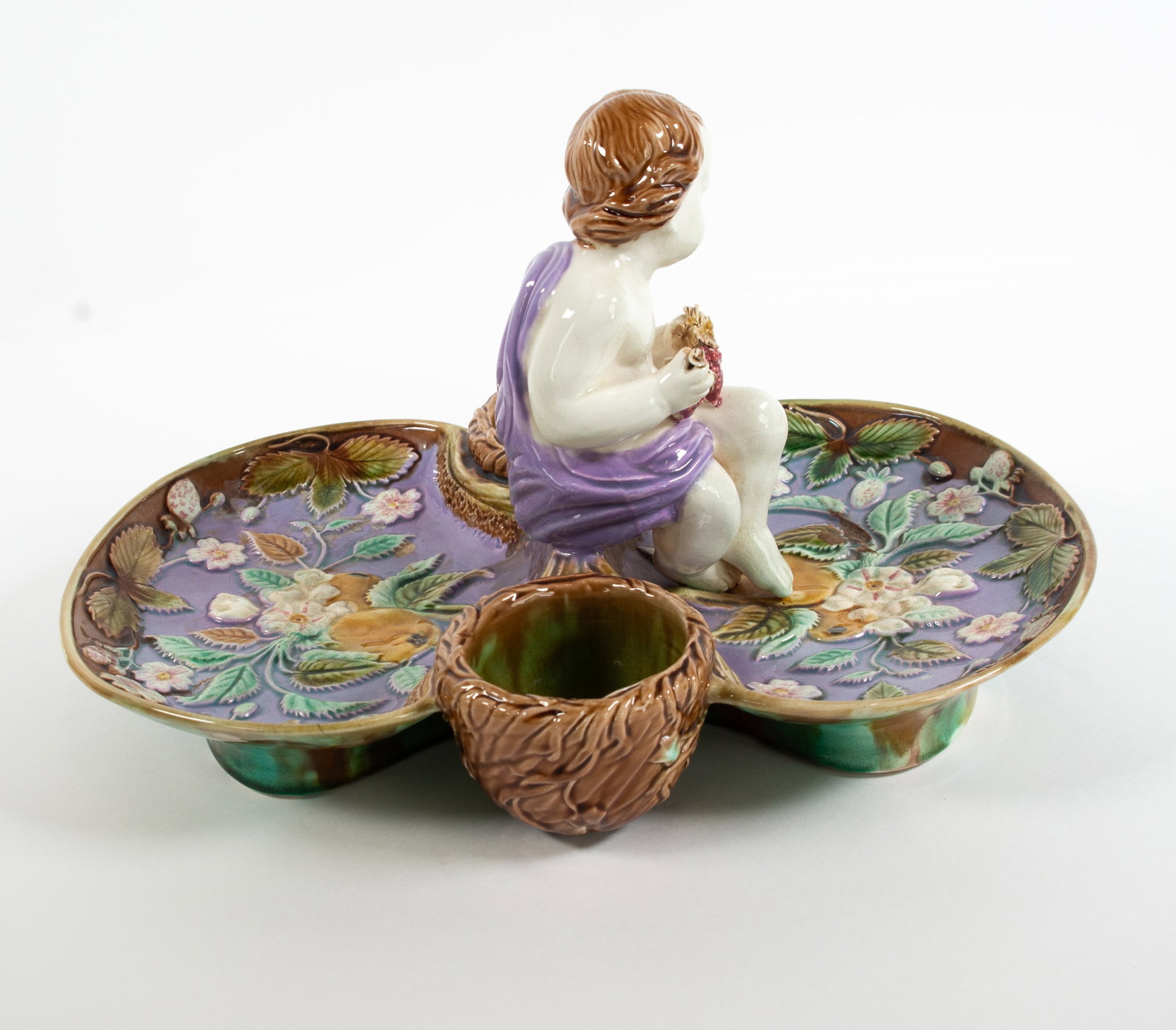Majolica Figural Strawberry Server - 3