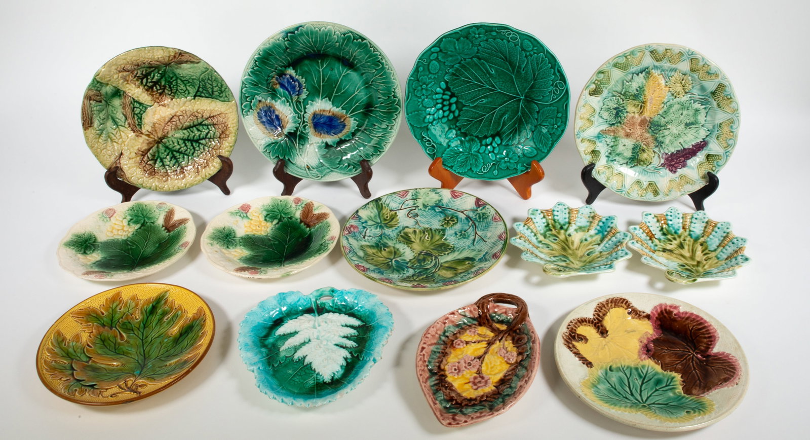 Lot of 13 Majolica Leaf Plates (1 of 11)