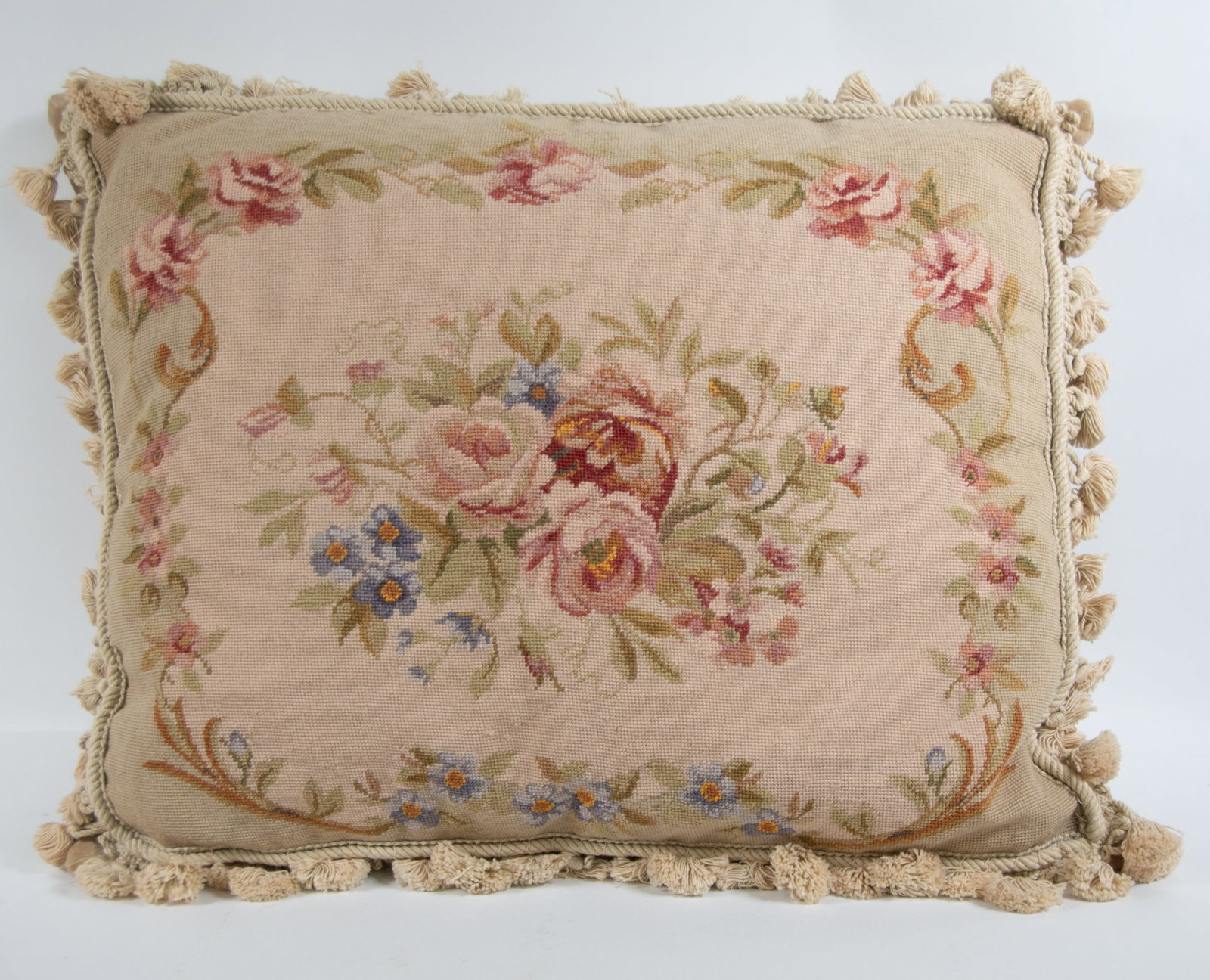 Three Floral Wool Needlepoint Pillows - 2