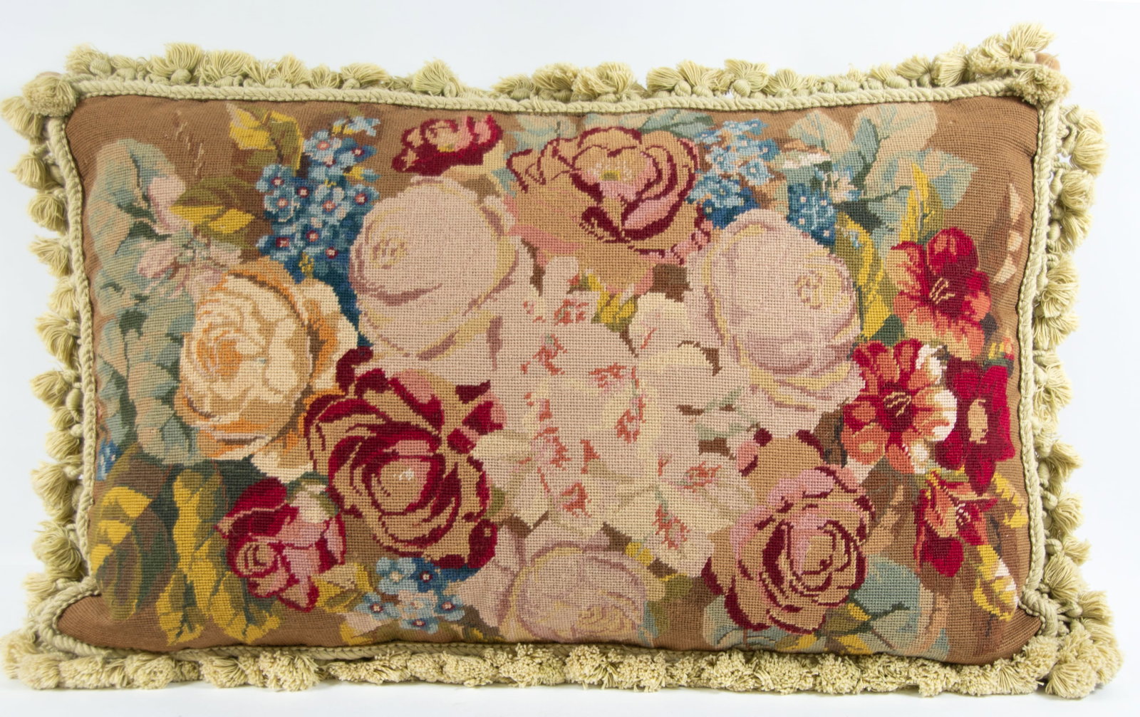 Three Floral Wool Needlepoint Pillows - 4
