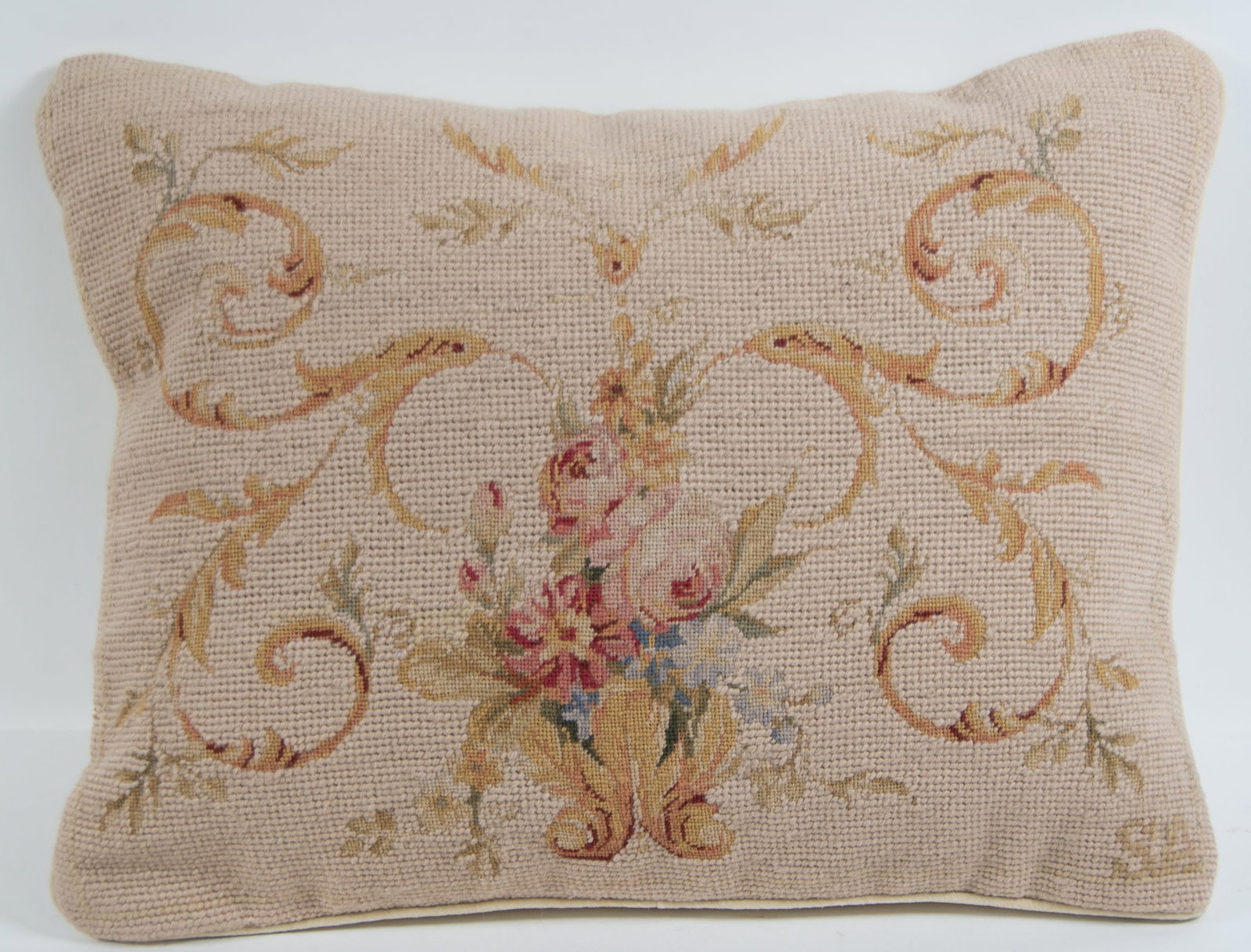 Three Floral Wool Needlepoint Pillows - 6