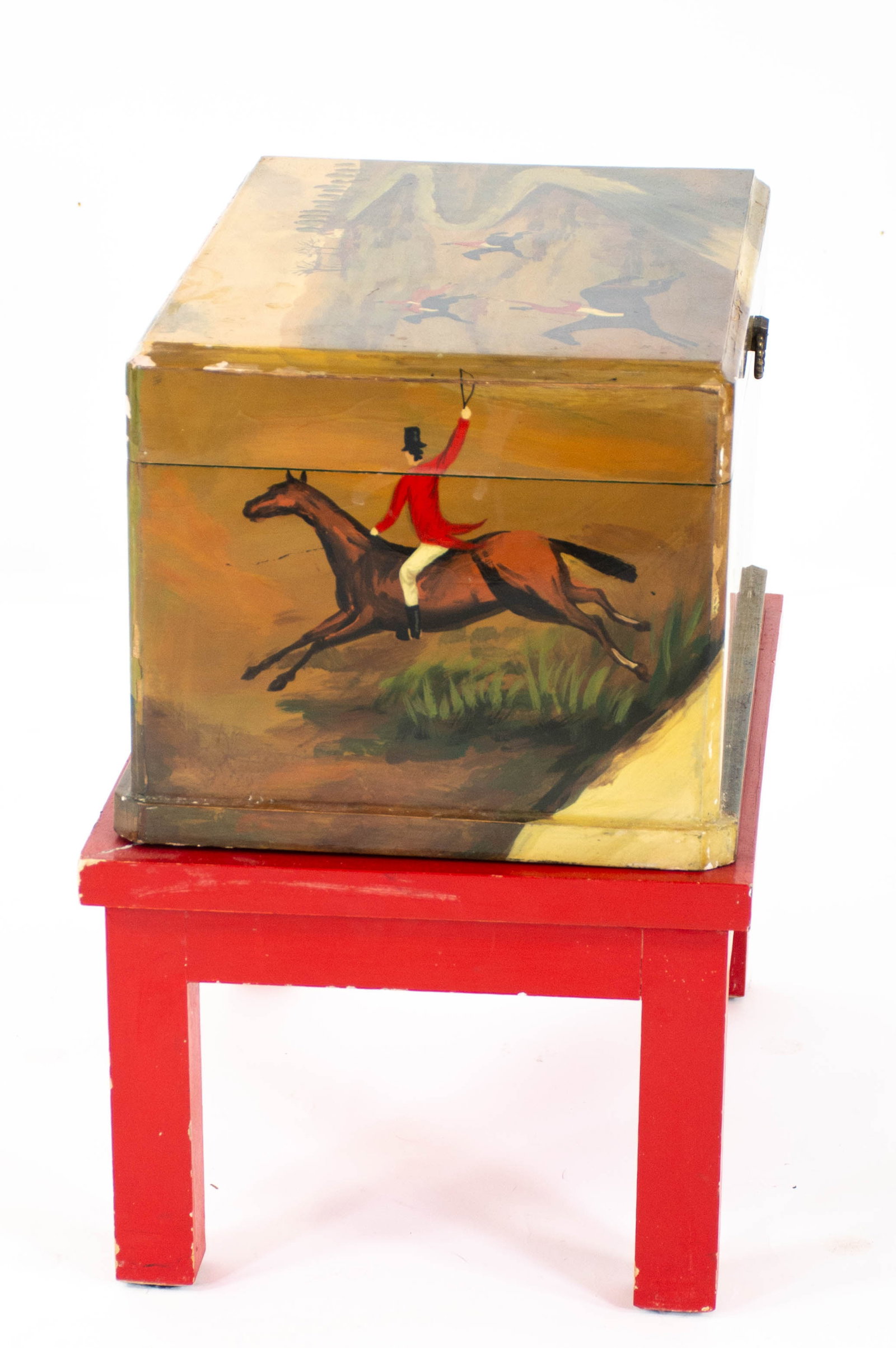 Hand Painted Equestrian Box on Stand - 2
