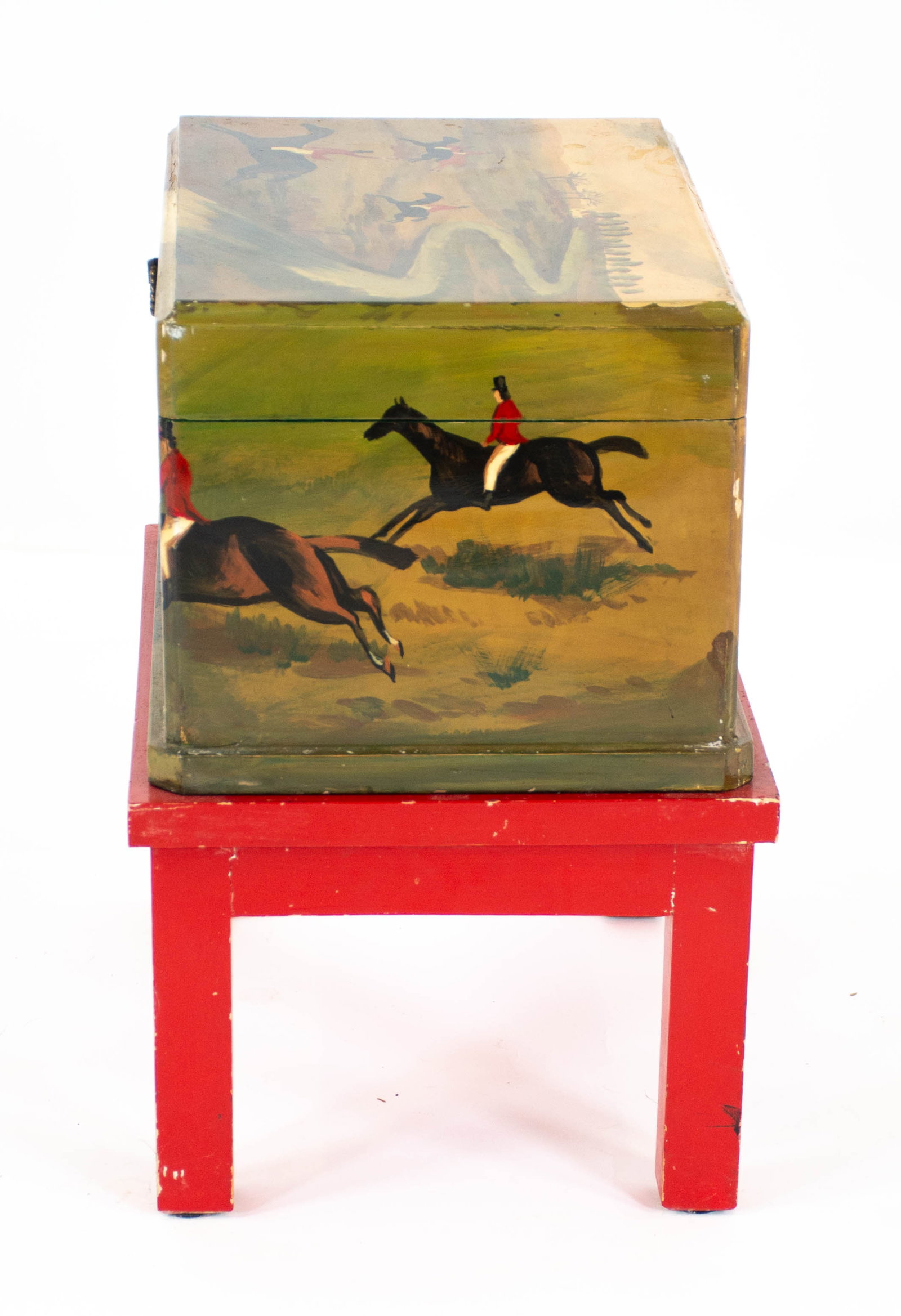 Hand Painted Equestrian Box on Stand - 4