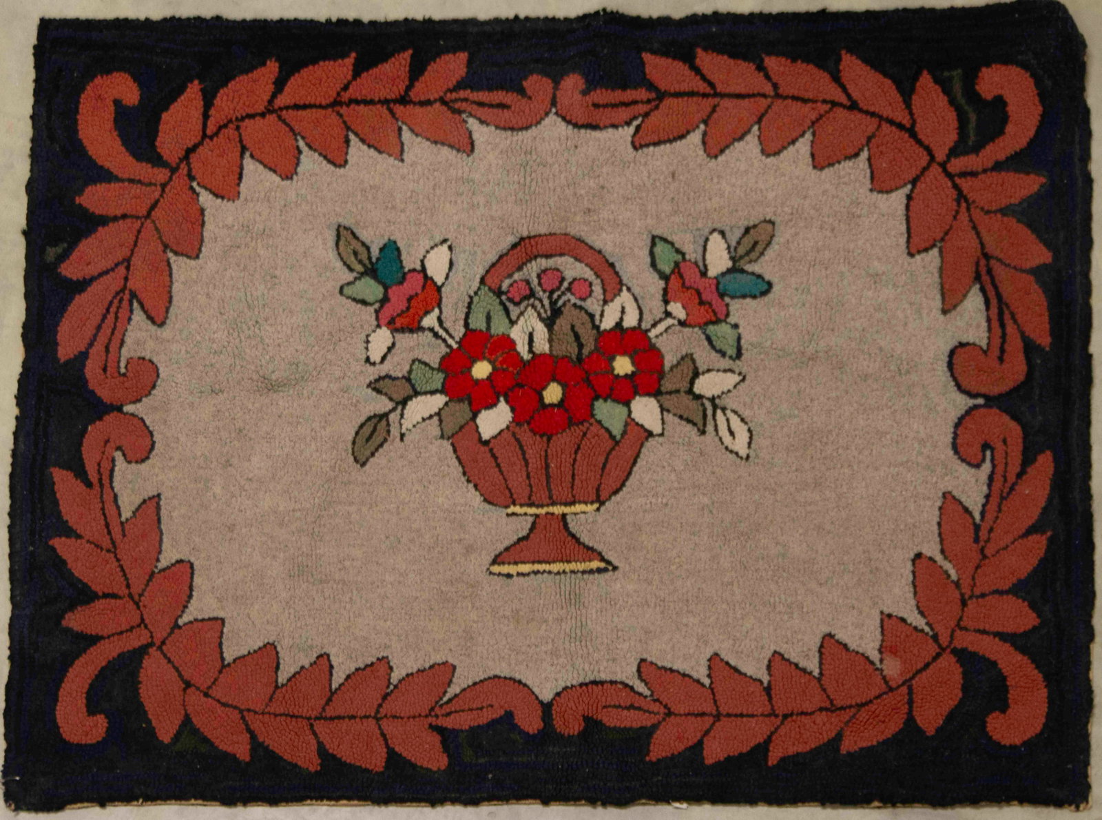 Two Hooked Rugs and Braided Rag Rug - 2
