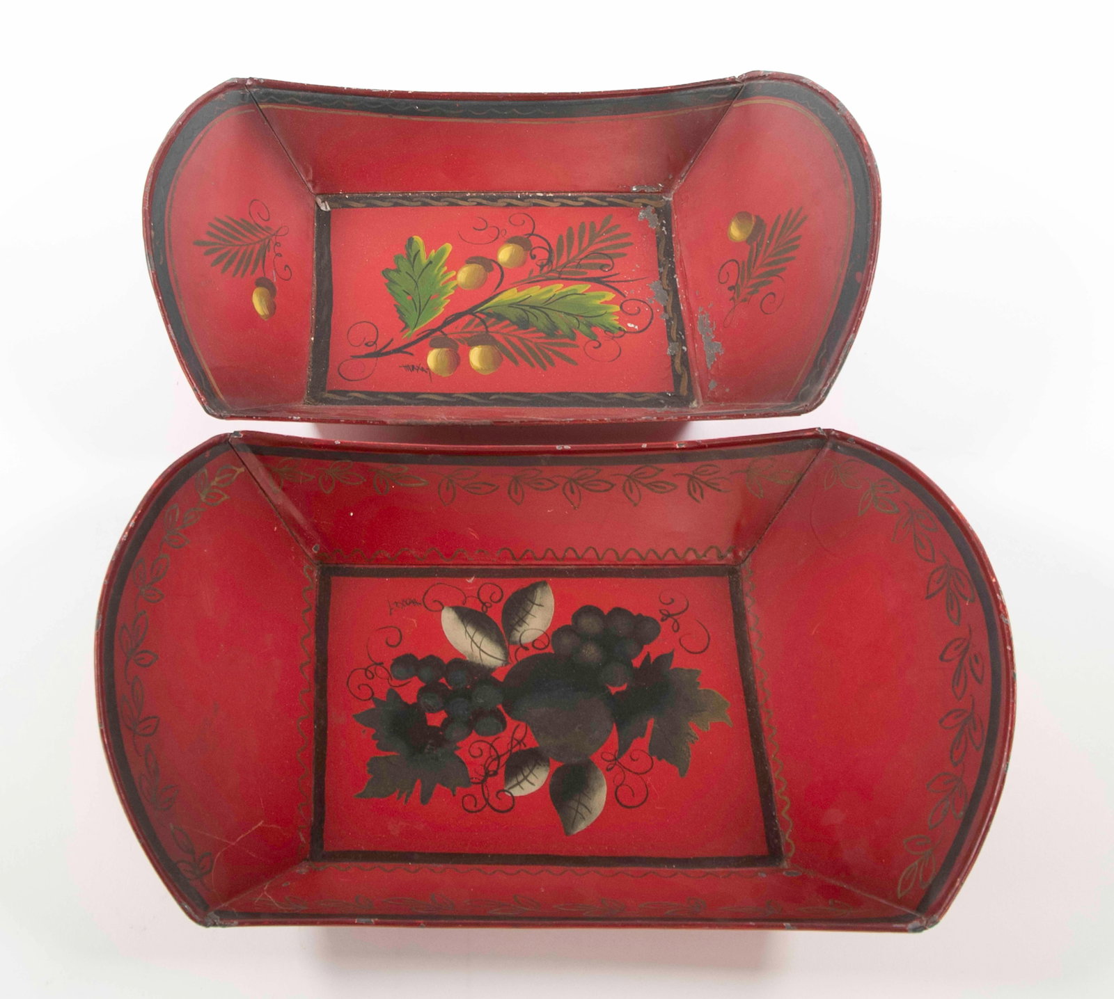 Two Red Tole Apple Trays (1 of 3)