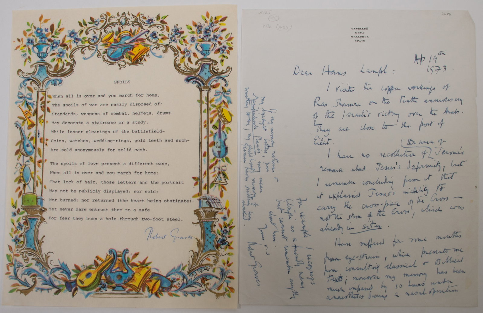 Robert Graves Signed Letter and Signed Poem (1 of 6)