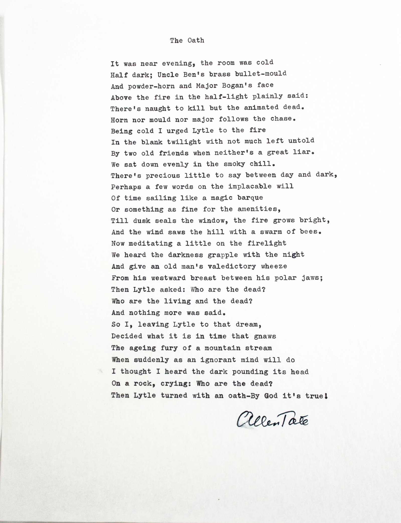 Allen Tate Signed Poem (1 of 2)