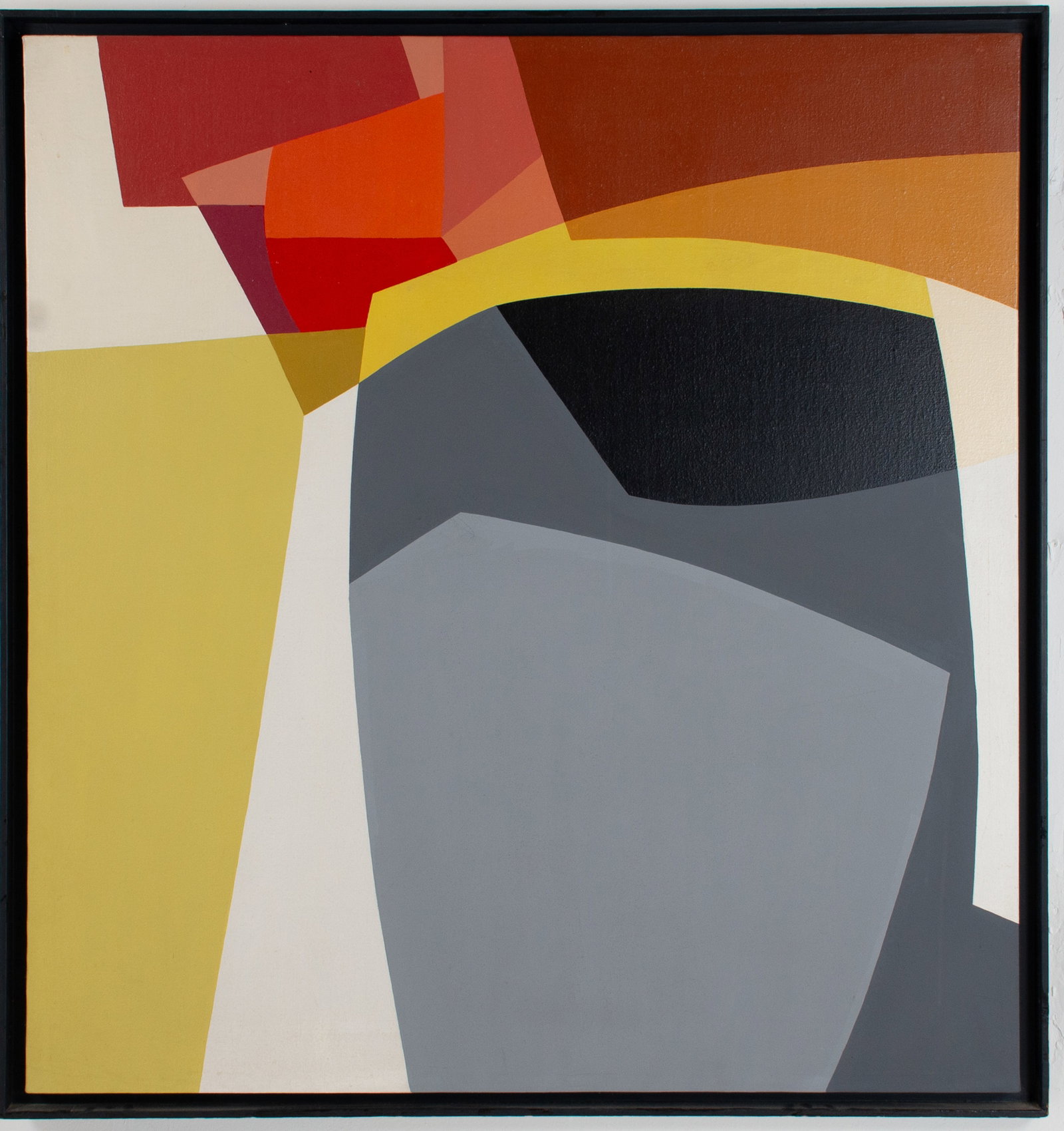 Dave Appleman (Greenville, SC) Acrylic Painting: "Cave and Landscape", original acrylic painting, verso with title and artist's name and address inscribed on frame; 45 1/2"H, 43"W; black wood frame 48"H, 45"W; ---Dave Appleman, a nationally acclaime