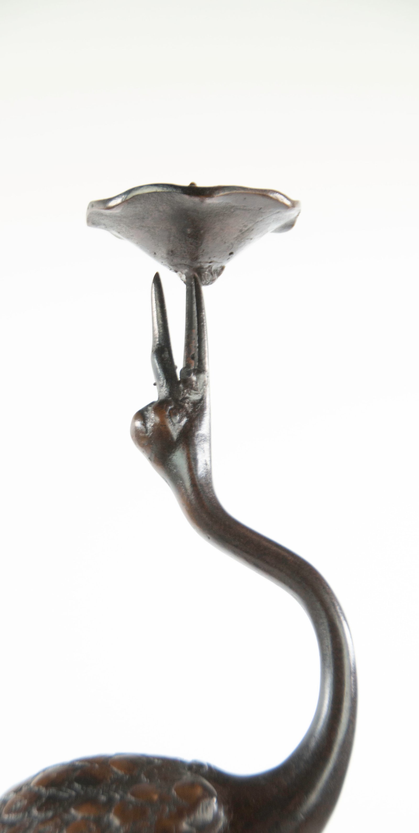 Pr. Bronze "Turtle and Crane" Candlesticks - 2