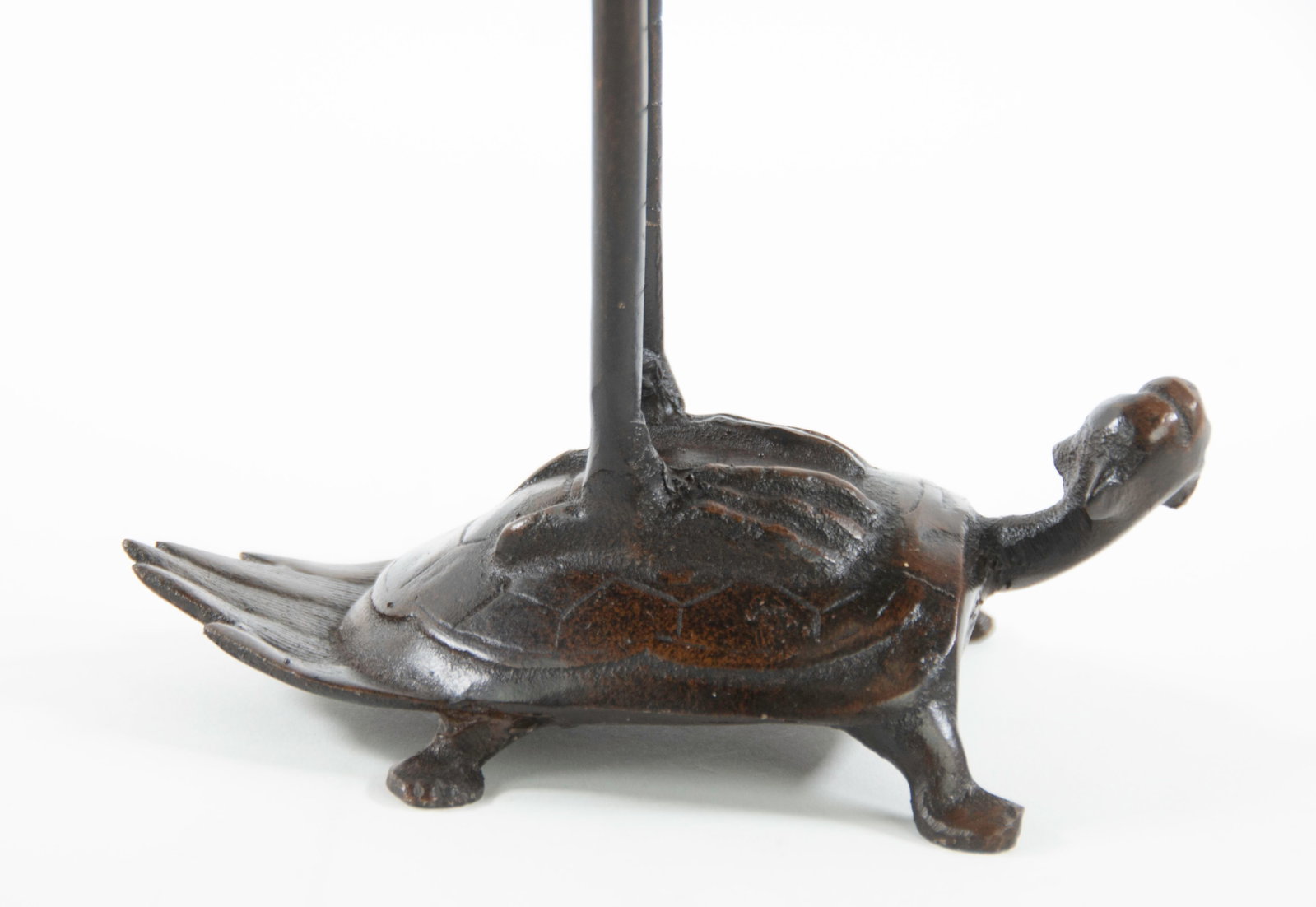 Pr. Bronze "Turtle and Crane" Candlesticks - 4