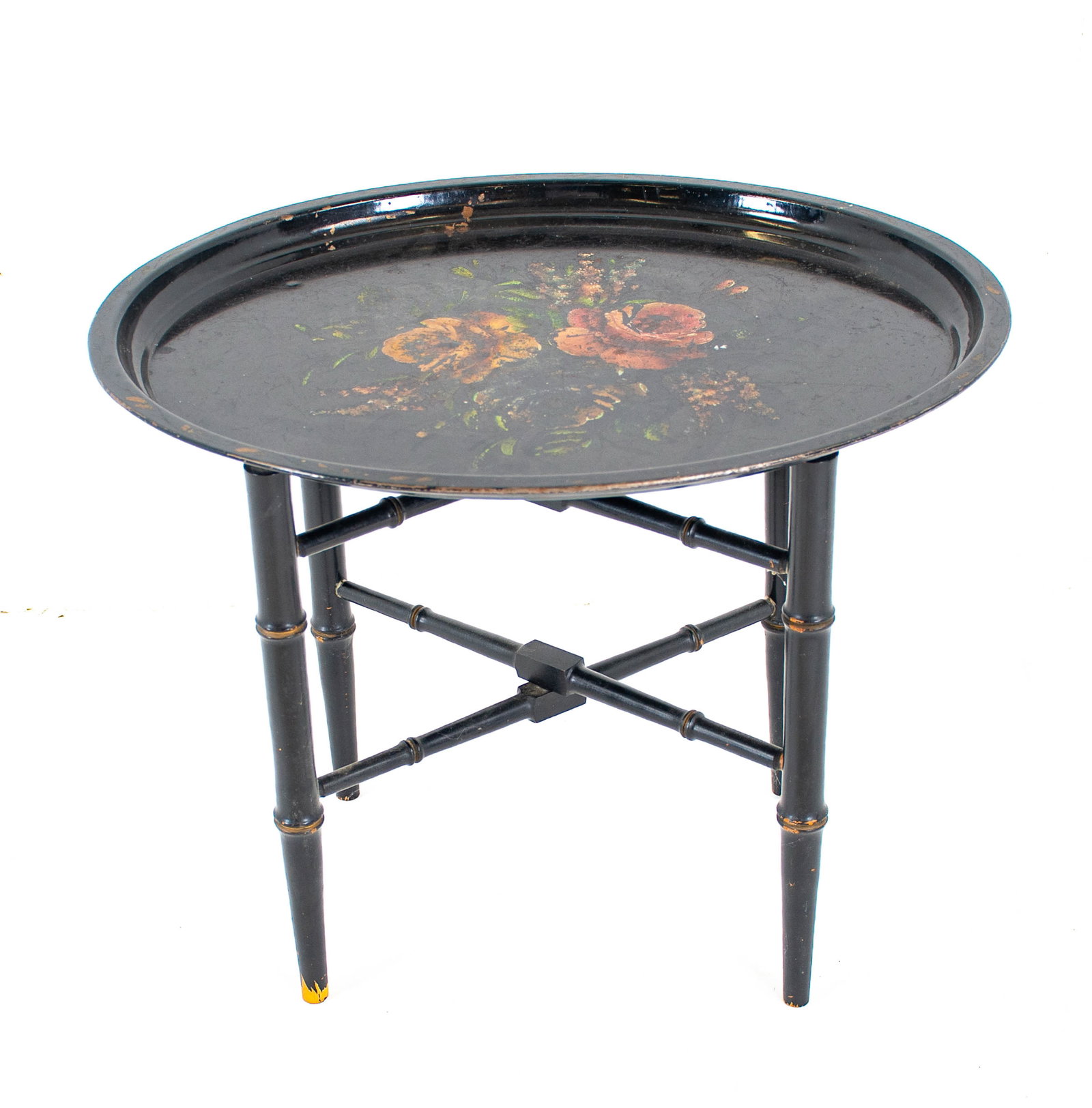 Tole Tray Table w/ Bamboo Form Base - 2