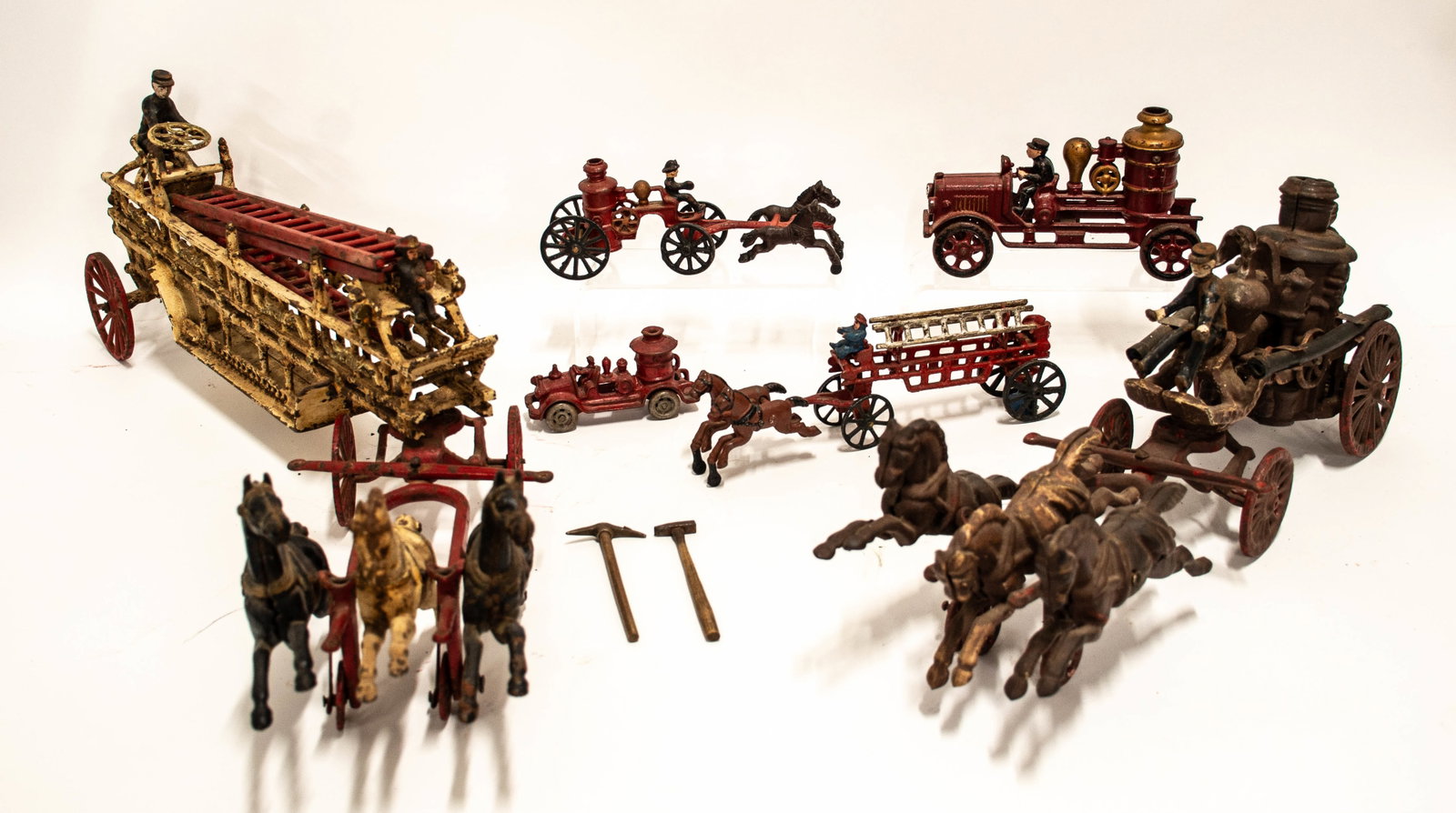 Painted Cast Iron Fire Pumpers & Ladder Trucks (1 of 19)