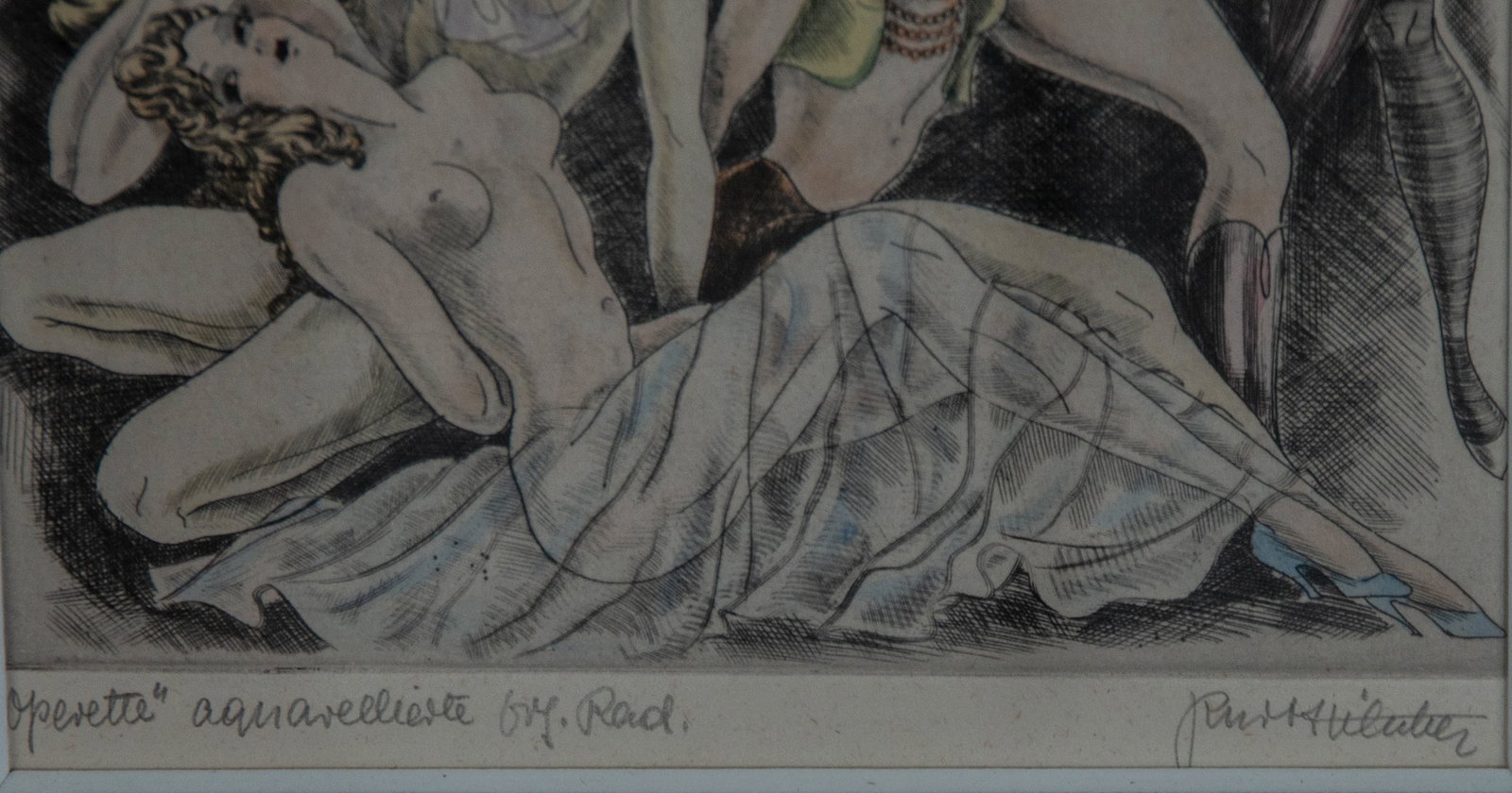 4 Signed Kurt Hilscher Hand Colored Etchings - 7