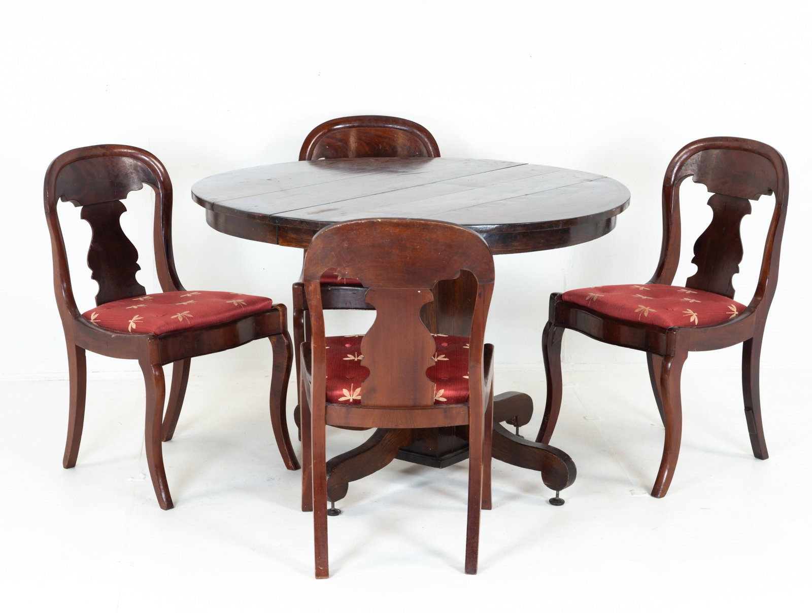 Set of 4 American Empire Chairs & Round Table (1 of 10)