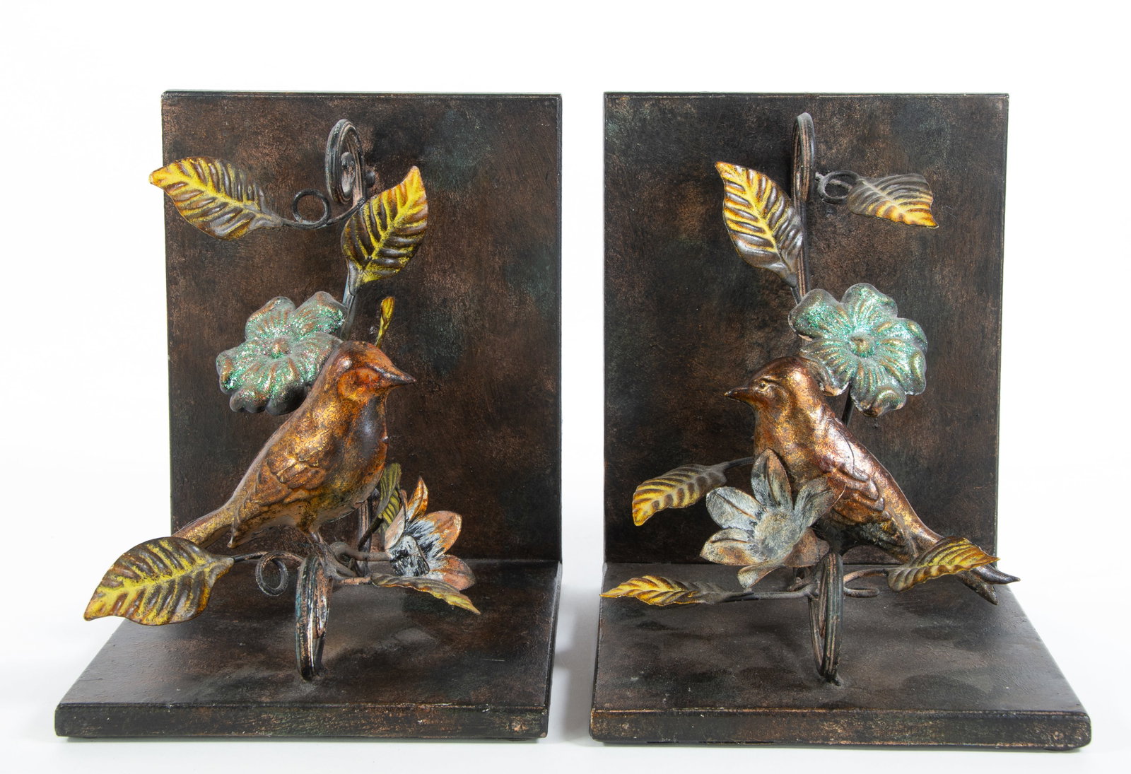 Pair of Painted Metal Bird Bookends (1 of 3)