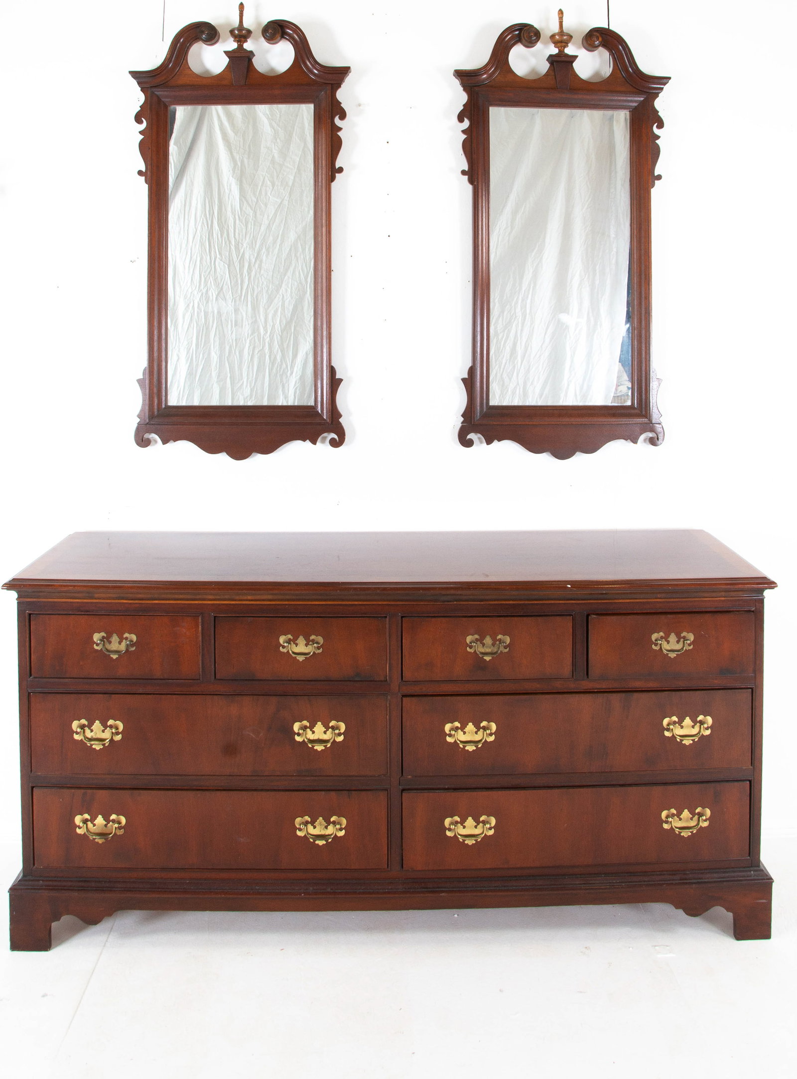Chippendale Style Double Dresser w/ Mirrors (1 of 10)