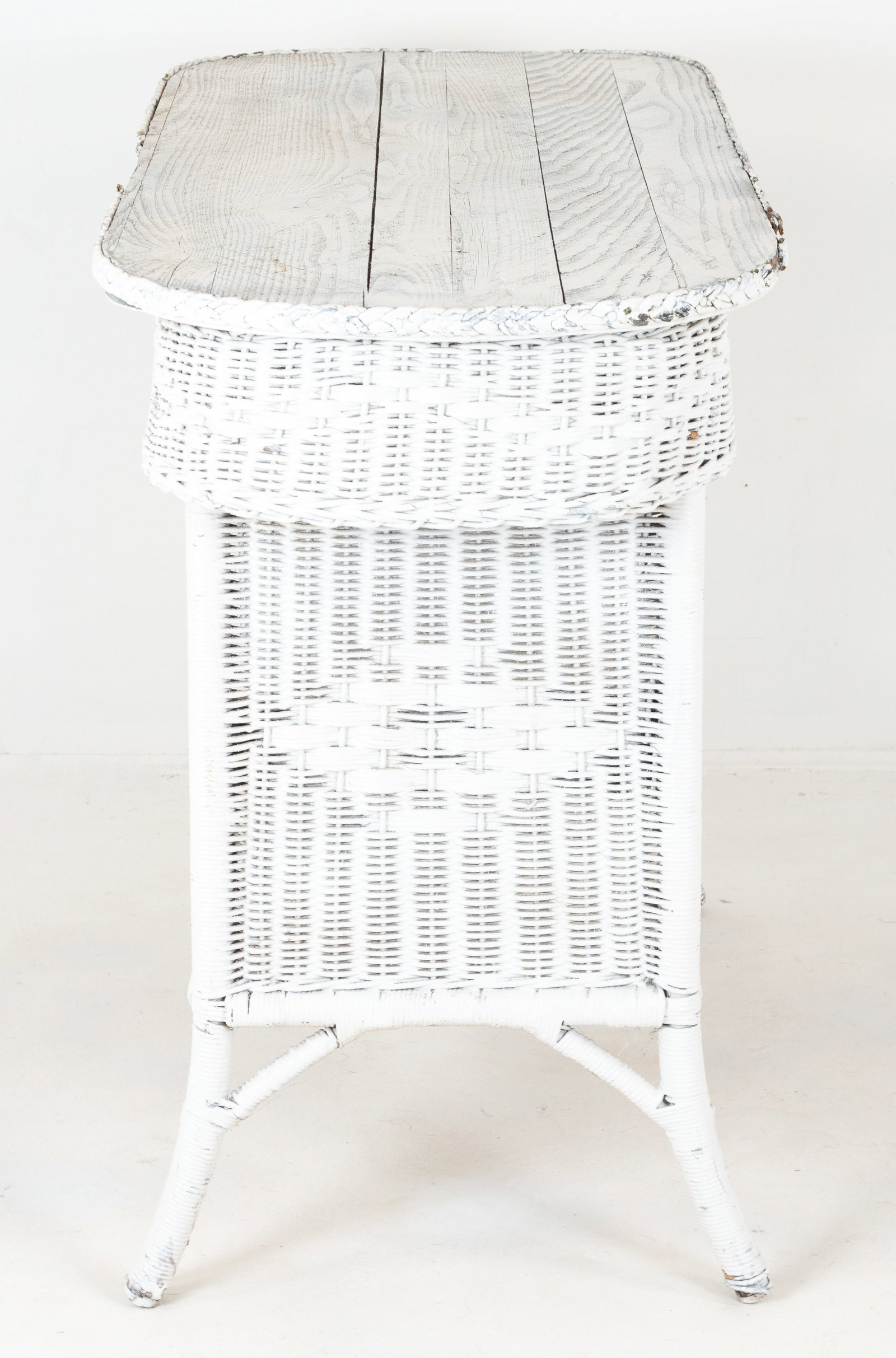 Vintage Oval Wicker Table with Two Shelves - 4