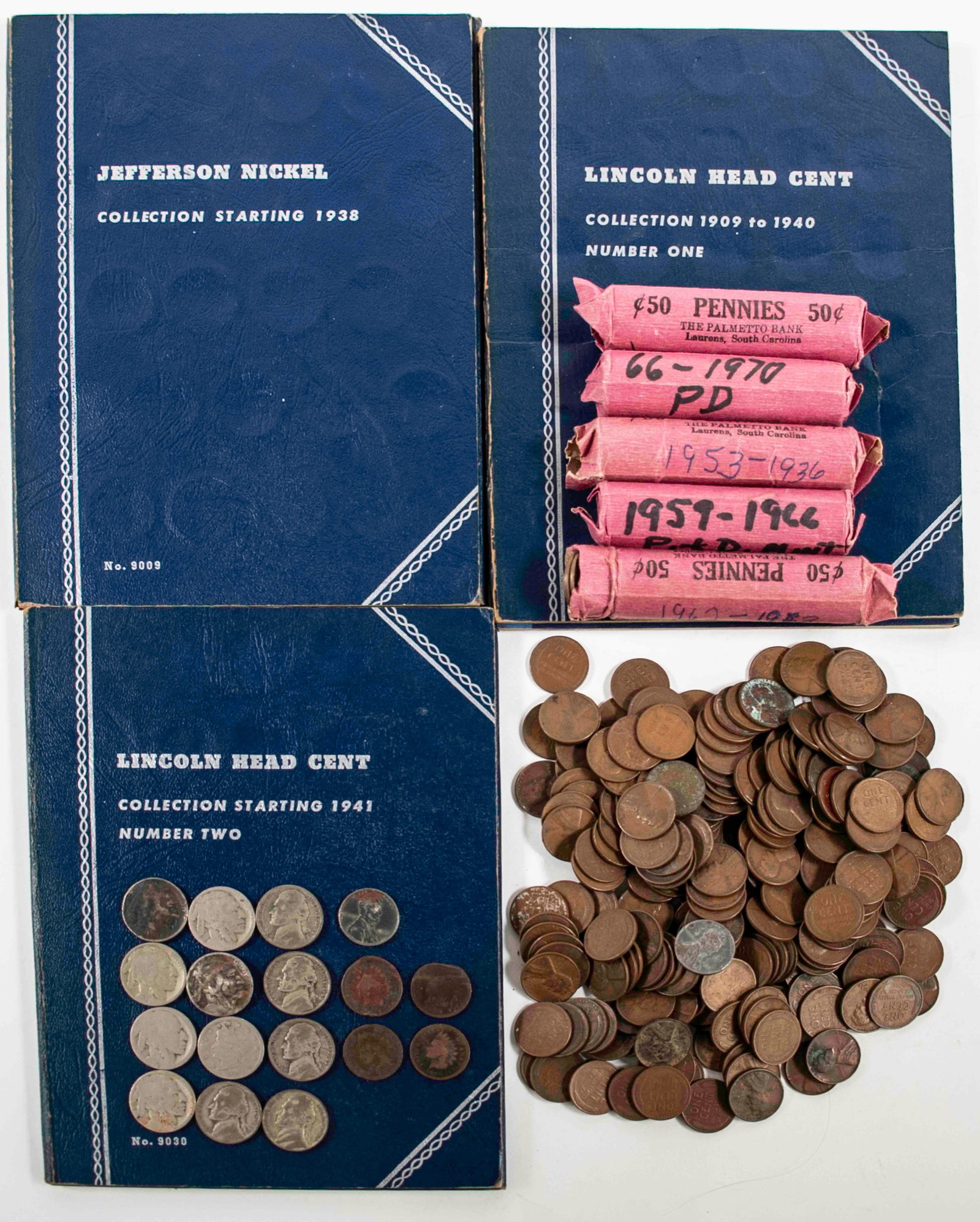 Various U.S. Pennies & Nickels: Qualifies for in-house shipping---1864, 1889, 1893, 1897 Indian Head pennies---Over 450 wheat pennies (possibly a minor number of other than wheat pennies mixed in)---1911 V nickel---Six Buffalo