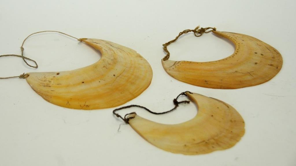 3 Abalone African Necklaces: 7 1/2"W, 6 3/4"W, 5 1/2"W