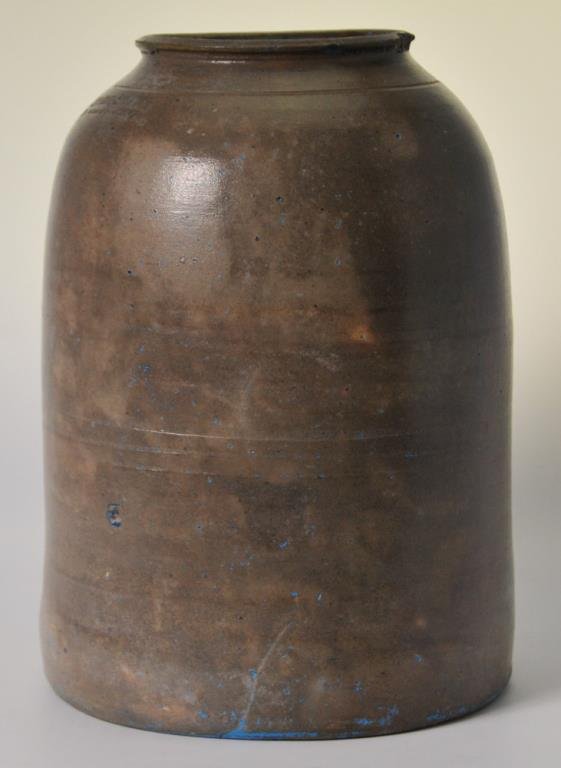 Appleby & Helme Stoneware Snuff or Tobacco Jar: Unusually large size, c. 1870s, stamped "Appleby & Helme / 133 Water St. S.E. Cor. Pine" (George Helme and his brother-in-law, Jacob Appleby, formed a co-partnership in 1866 for the manufacture of snu