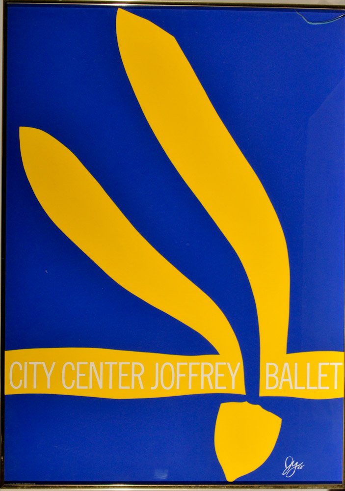 Jack Youngerman (American, b. 1926): Lithograph poster by Jack Youngerman, "Icarus" for the City Center Joffrey Ballet, 1968; published by List Art Poster, 1968 HKL Ltd.; metal frame; 25 1/4"W x 35 1/2"H; not examined outside of frame, a