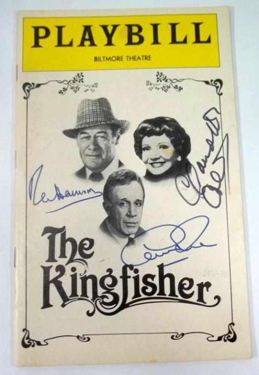 "The Kingfisher" Signed Broadway Playbill: The Kingfisher Biltmore Theatre, February 1979 and Signed on the Playbill cover on their Photos by: Rex Harrison, Claudette Colbert and George Rose.