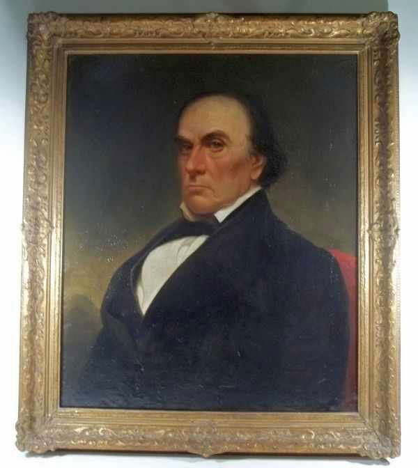 "Daniel Webster" ca 1847-48: Oil painting attributed to Chester Harding (1792-1866) from the estate of Lois Ann Berner, Gibsonia, PA. The artist Chester Harding was great friends with the famous American statesman and lawyer, Dan