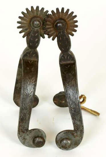 Pair of Star stamped Buermann iron spurs.: Pair of Star stamped Buermann iron spurs.