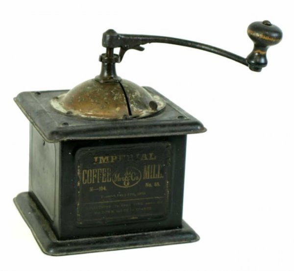 Nice and original Imperial table top coffee mill: Nice and original Imperial table top coffee mill original label intact.