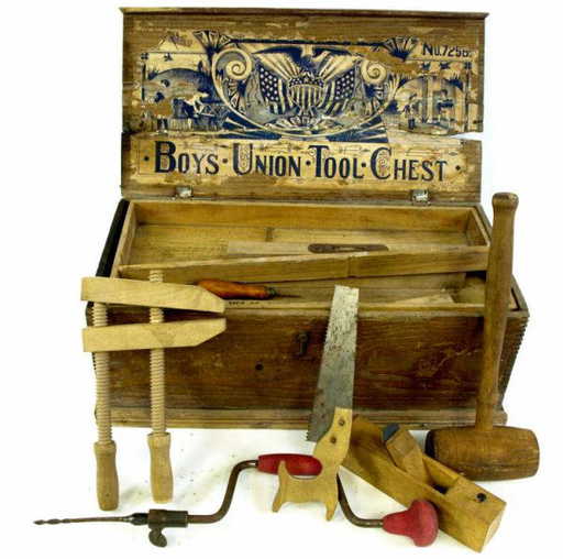 50 Boys Union Tool Chest No. 725B with tools.