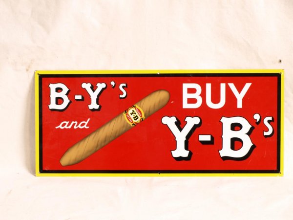 excellent B-Y's Buy Y-B's cigar advertising tin: excellent B-Y's Buy Y-B's cigar advertising tin sign.