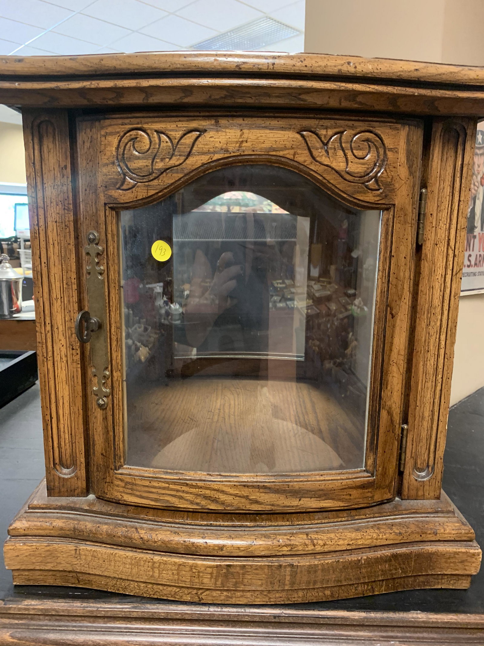 Curved Glass Curio Cabinet (1 of 2)